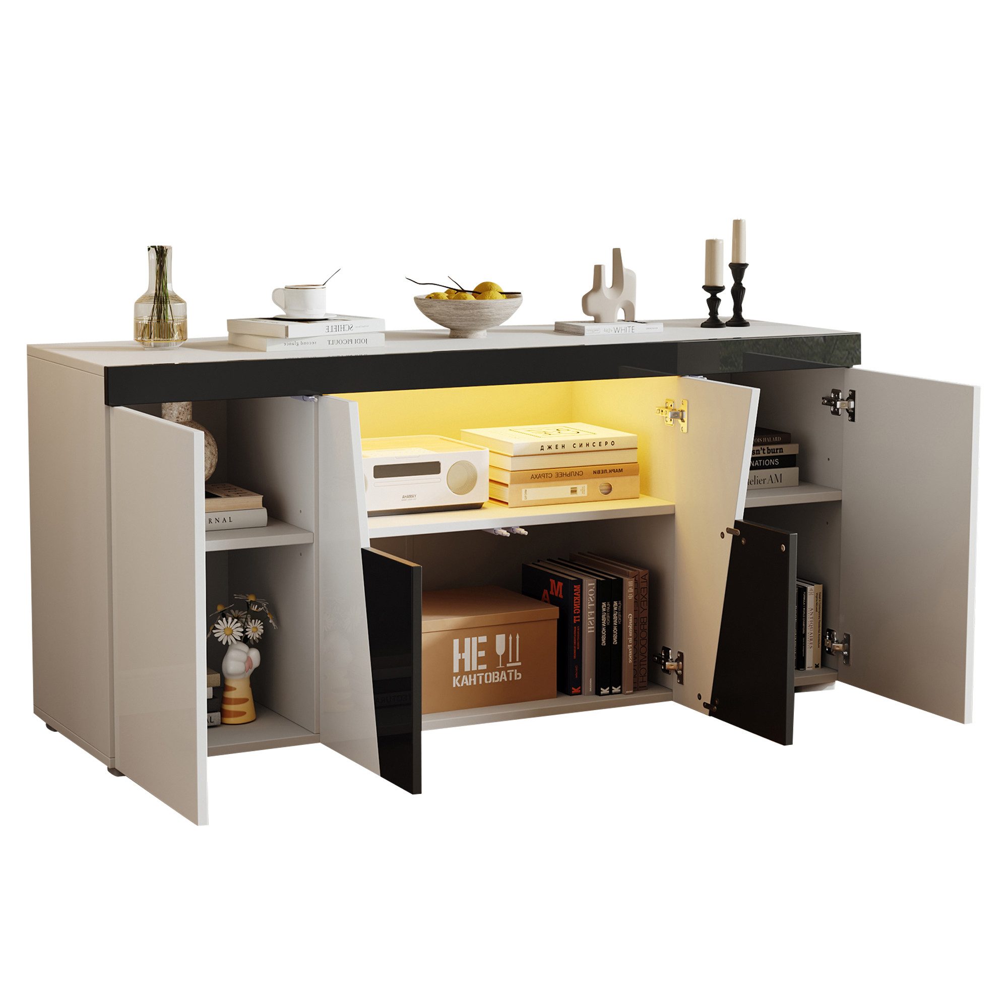 BlingBin Sideboard Wohnzimmerschrank Anrichte Küchenschrank (Abgewinkeltes günstig online kaufen