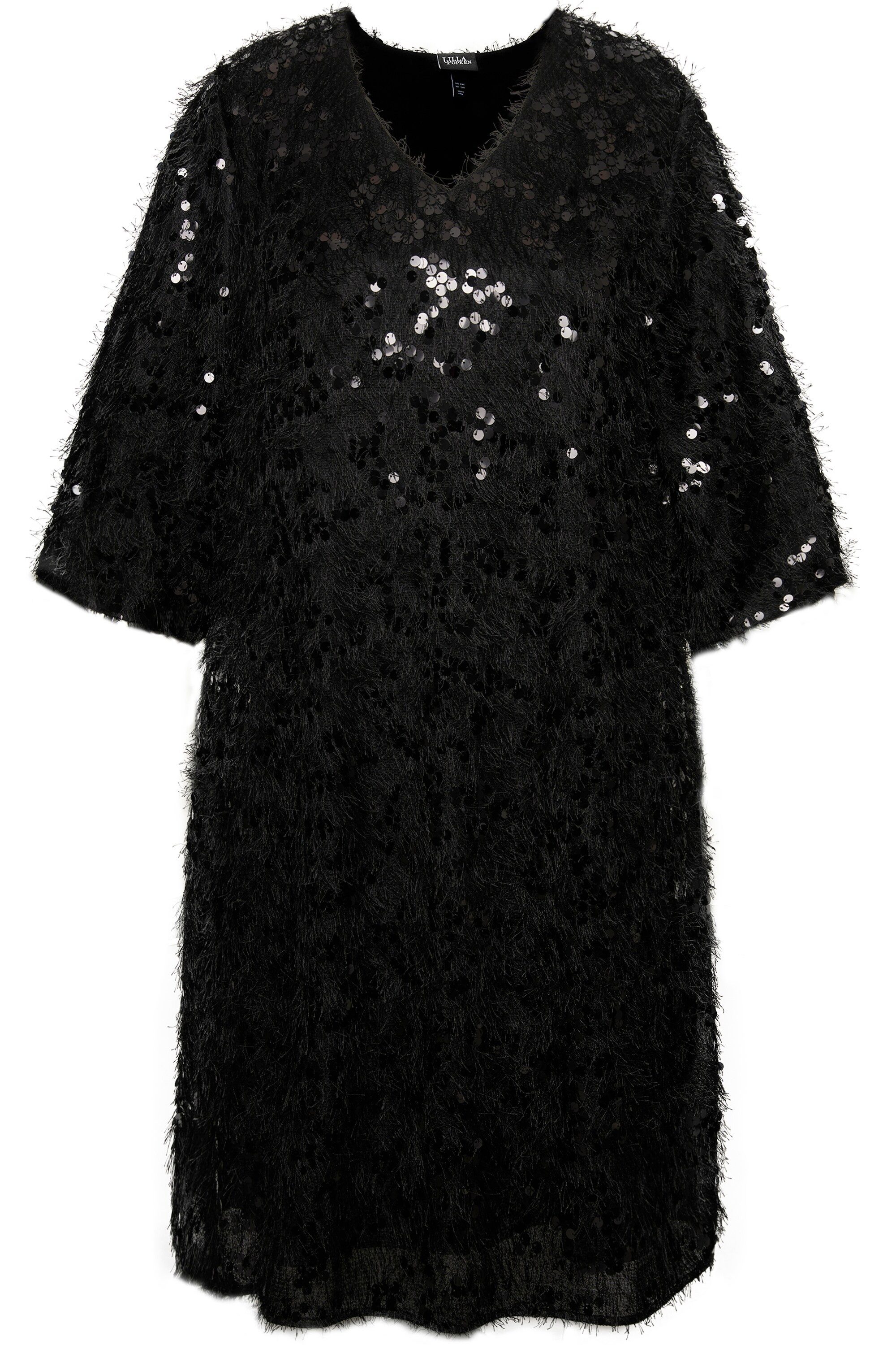 Ulla Popken Cocktailkleid Kleid Fransen Pailletten günstig online kaufen