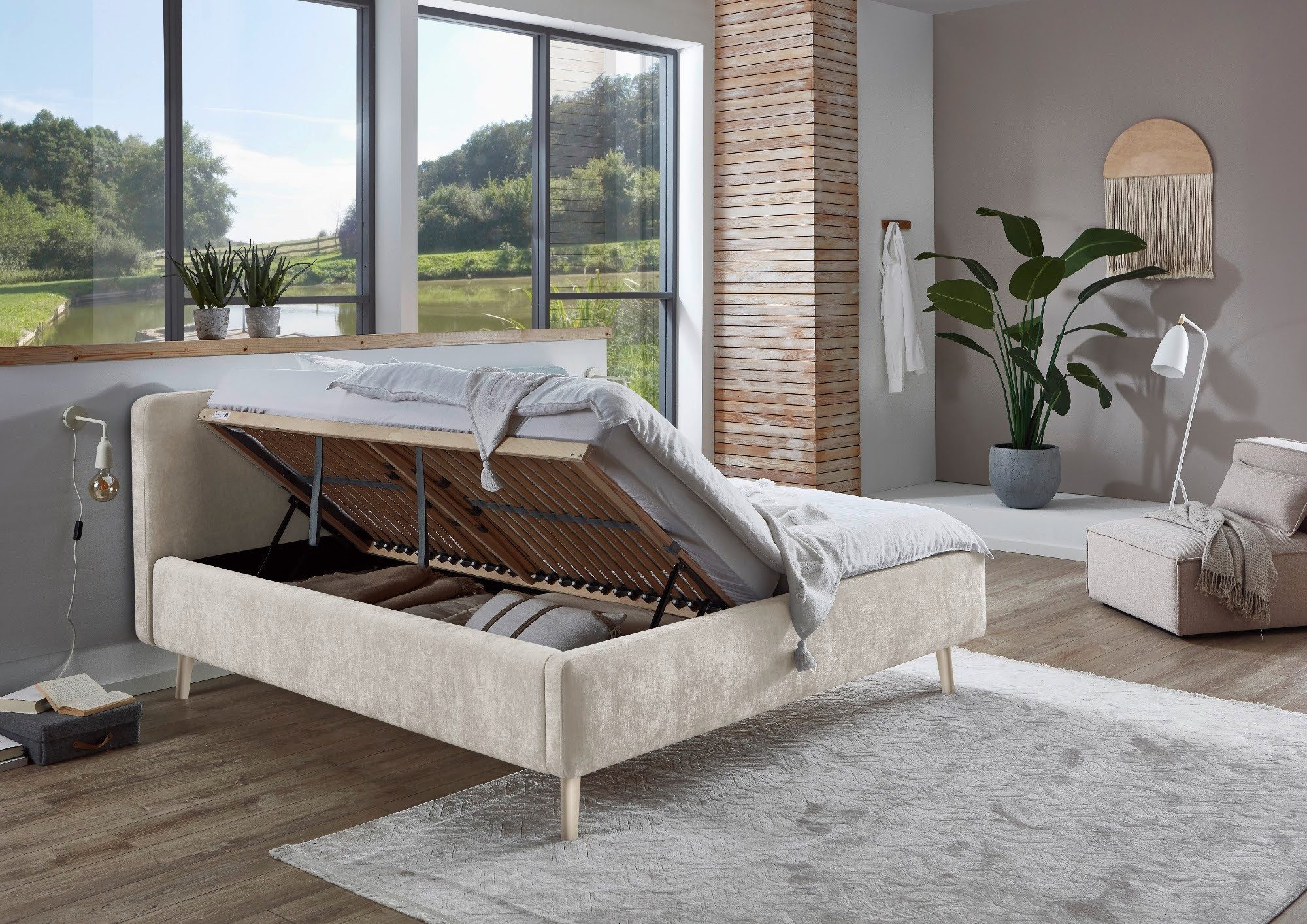 meise.möbel Stauraumbett Mattis, Skandinavisches Design, mit Bettkasten, Webstoff