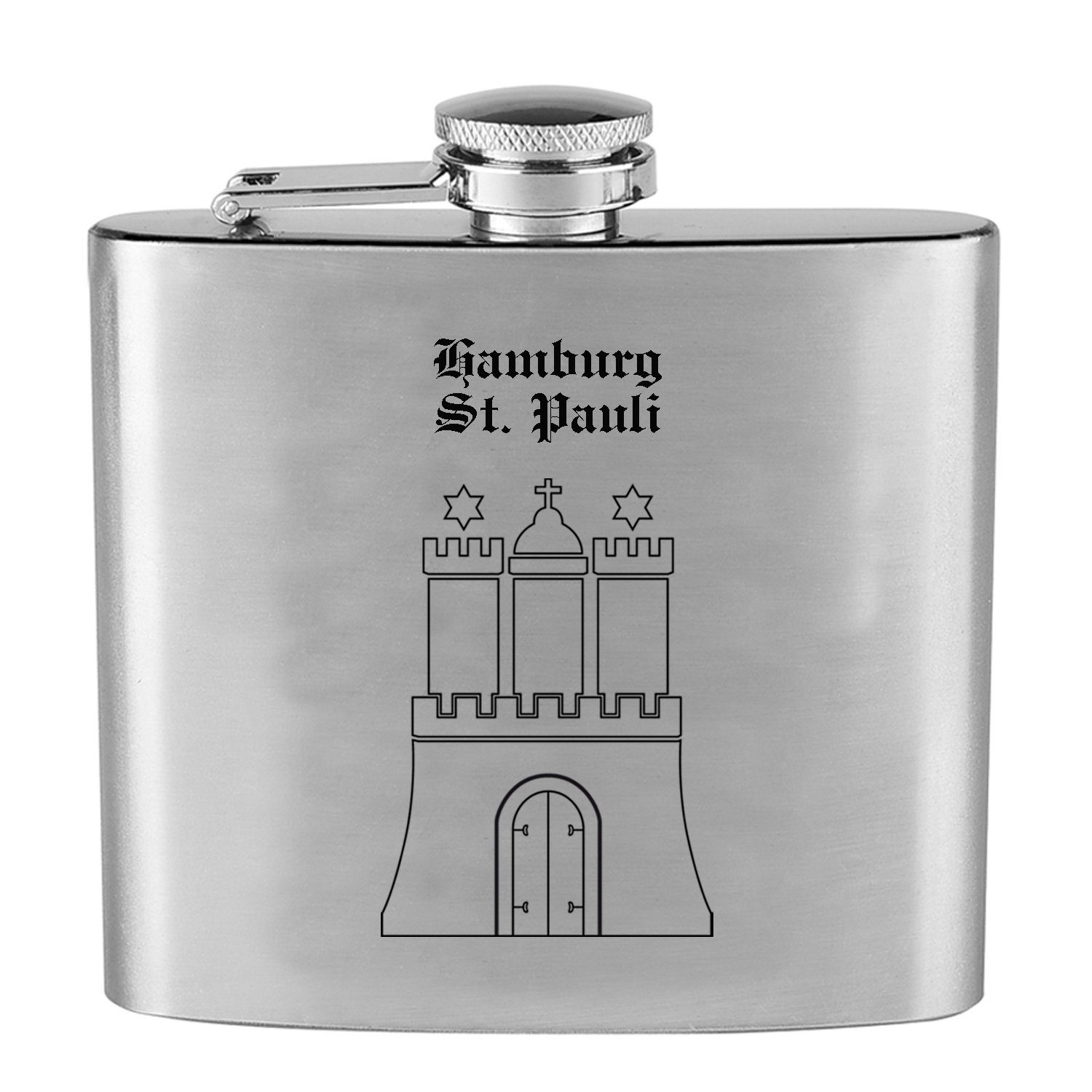 Lasernauten Flachmann Flachmann mit Gravur Hamburg Wappen und Spruch Ihrer Wahl Hamburg, Edelstahl
