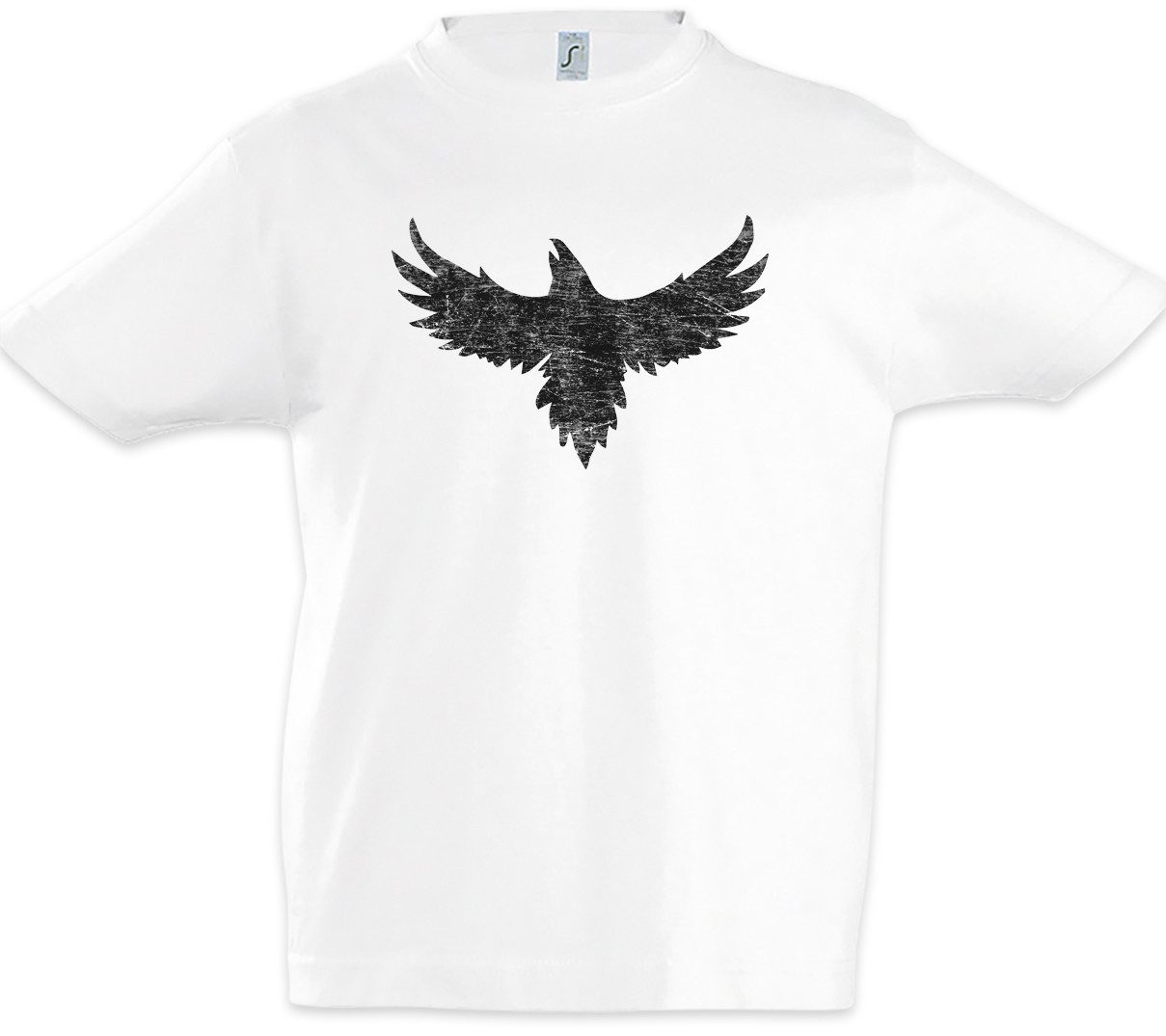 Print-Shirt Crow Silhouette Kinder T-Shirt Krähe Rabe Vogel Bird Raven Poe