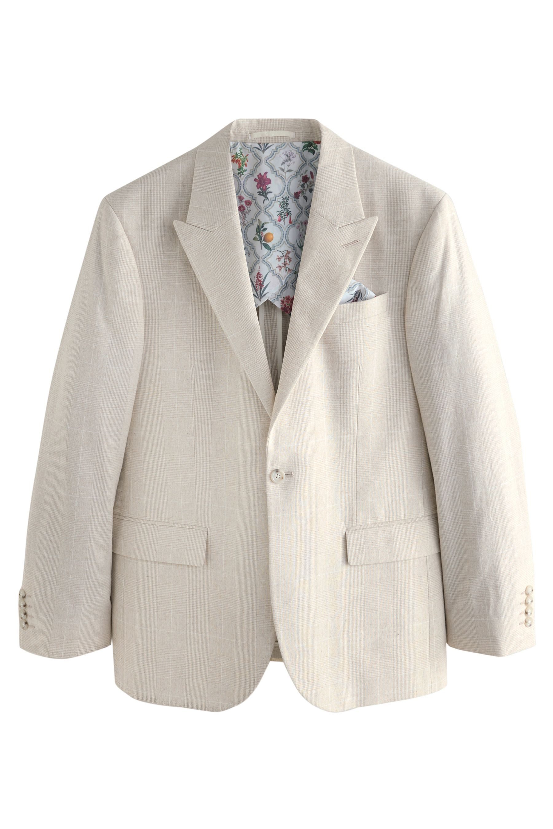 Next Sakko Regular Fit Anzugsakko mit Karos aus Leinengemisch (1-tlg)