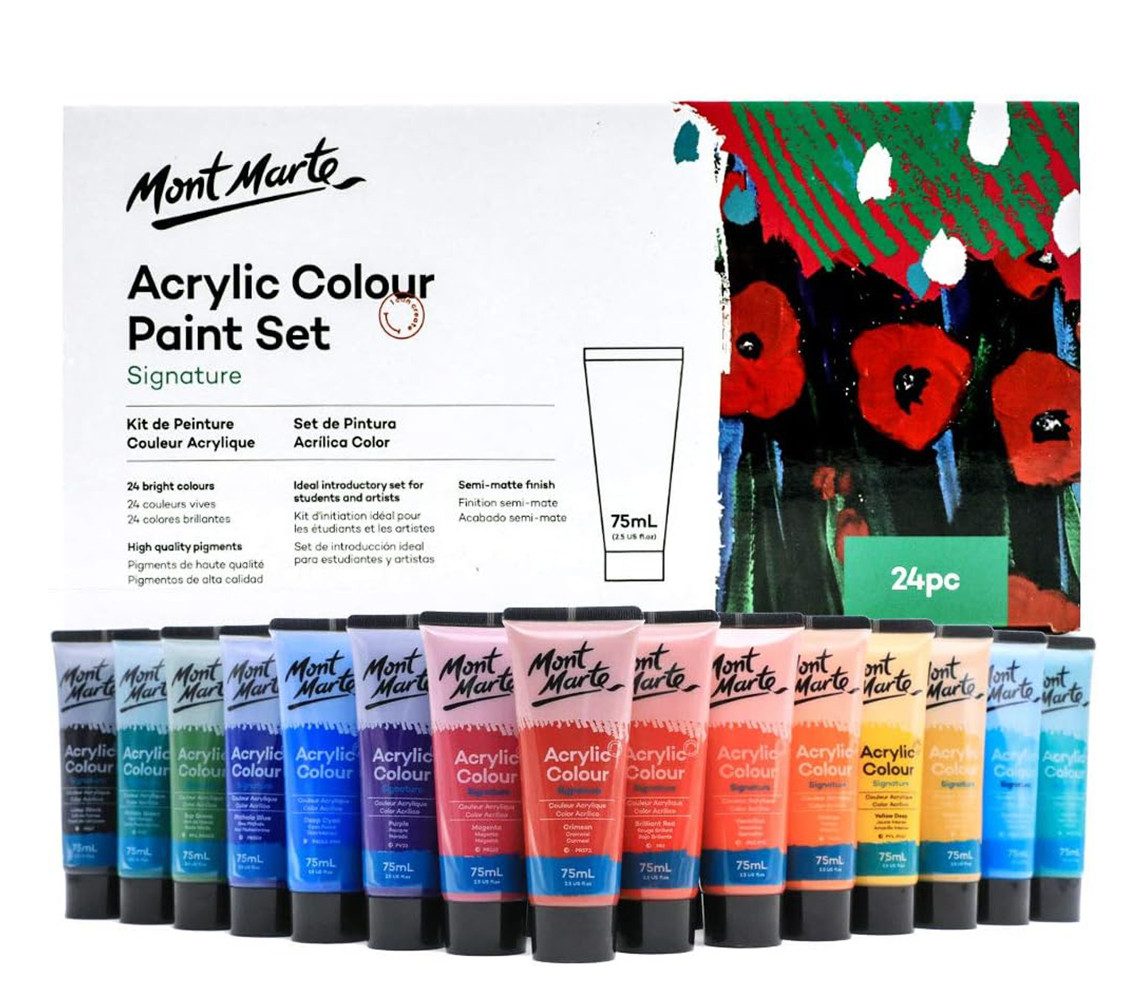 Acrylfarbe SIGNATURE – 12 oder 24 Stück x 75 ml Tuben – Ideal für Acrylmalerei