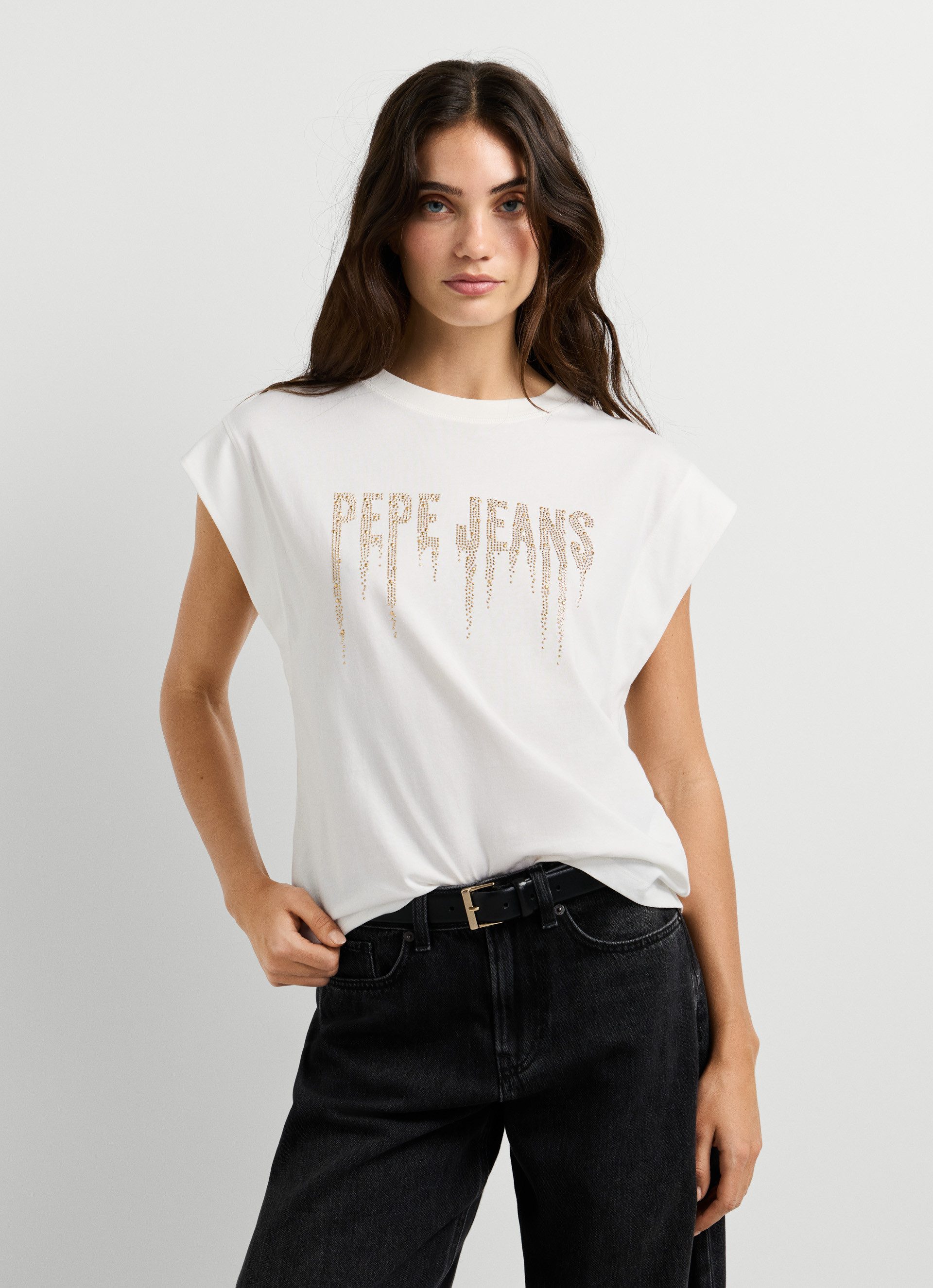 Pepe Jeans Kurzarmshirt CARINA mit Nietenbesatz, Rundhals