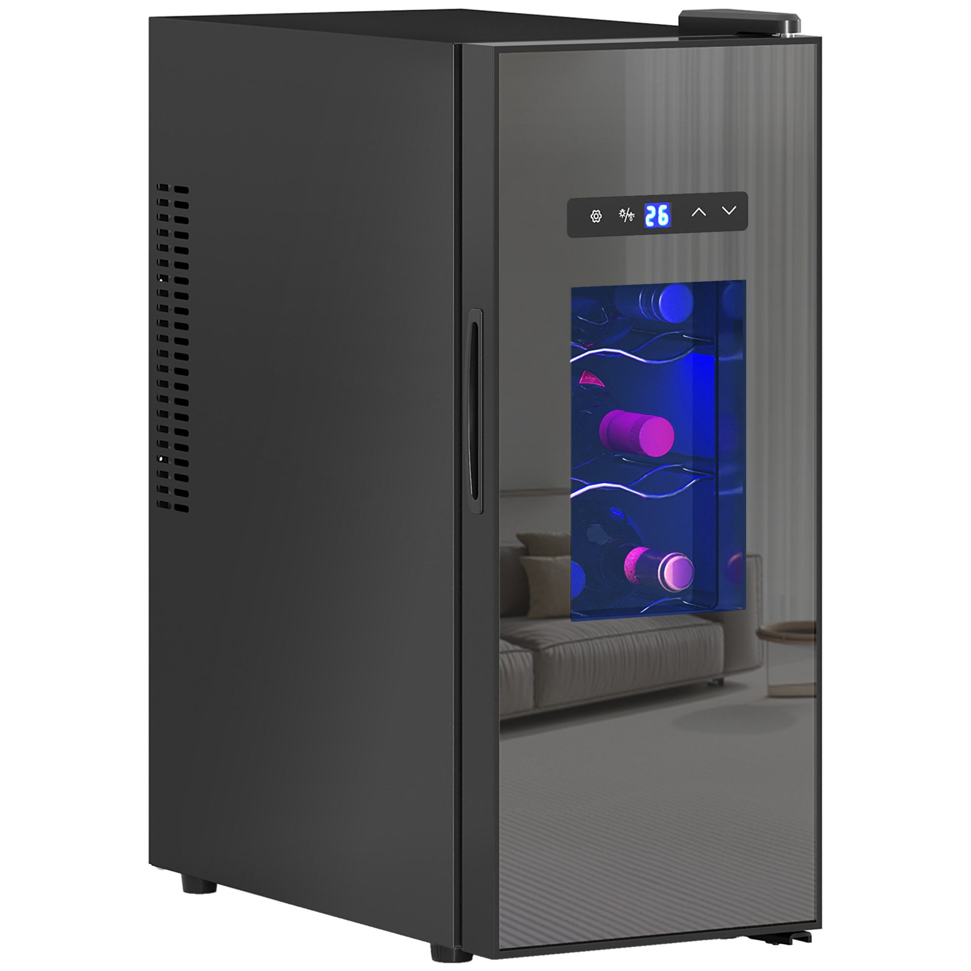 Kühlbox Weinkühlschrank 12 Flaschen mit Glastür, LED & Touch-Screen