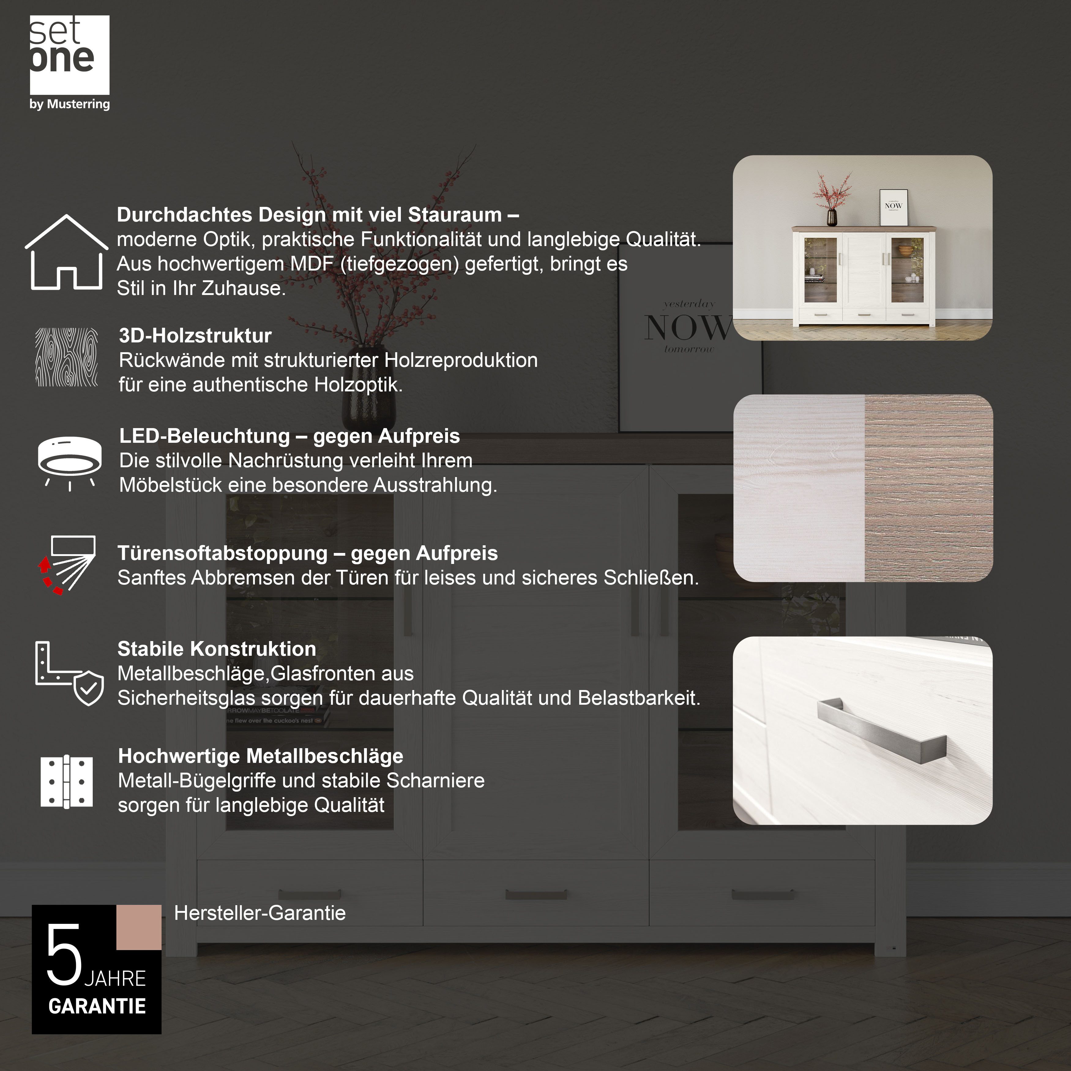 set one by Musterring Highboard york, Typ 57,Breite 184 cm