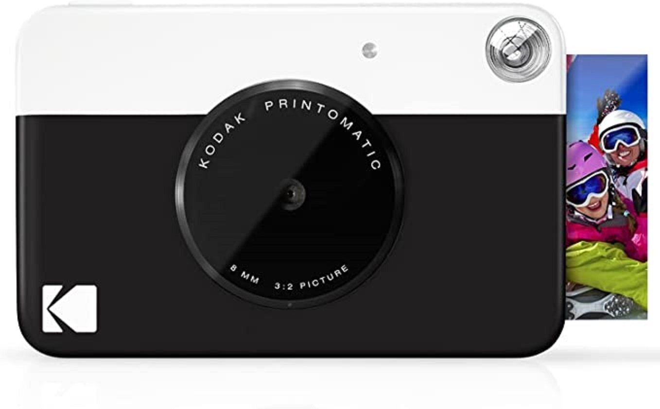 Kodak Printomatic Black Sofortbildkamera (5 MP, Vollfarbdrucke auf ZINK  2x3-Fotopapier mit Sticky-Back-Funktion)
