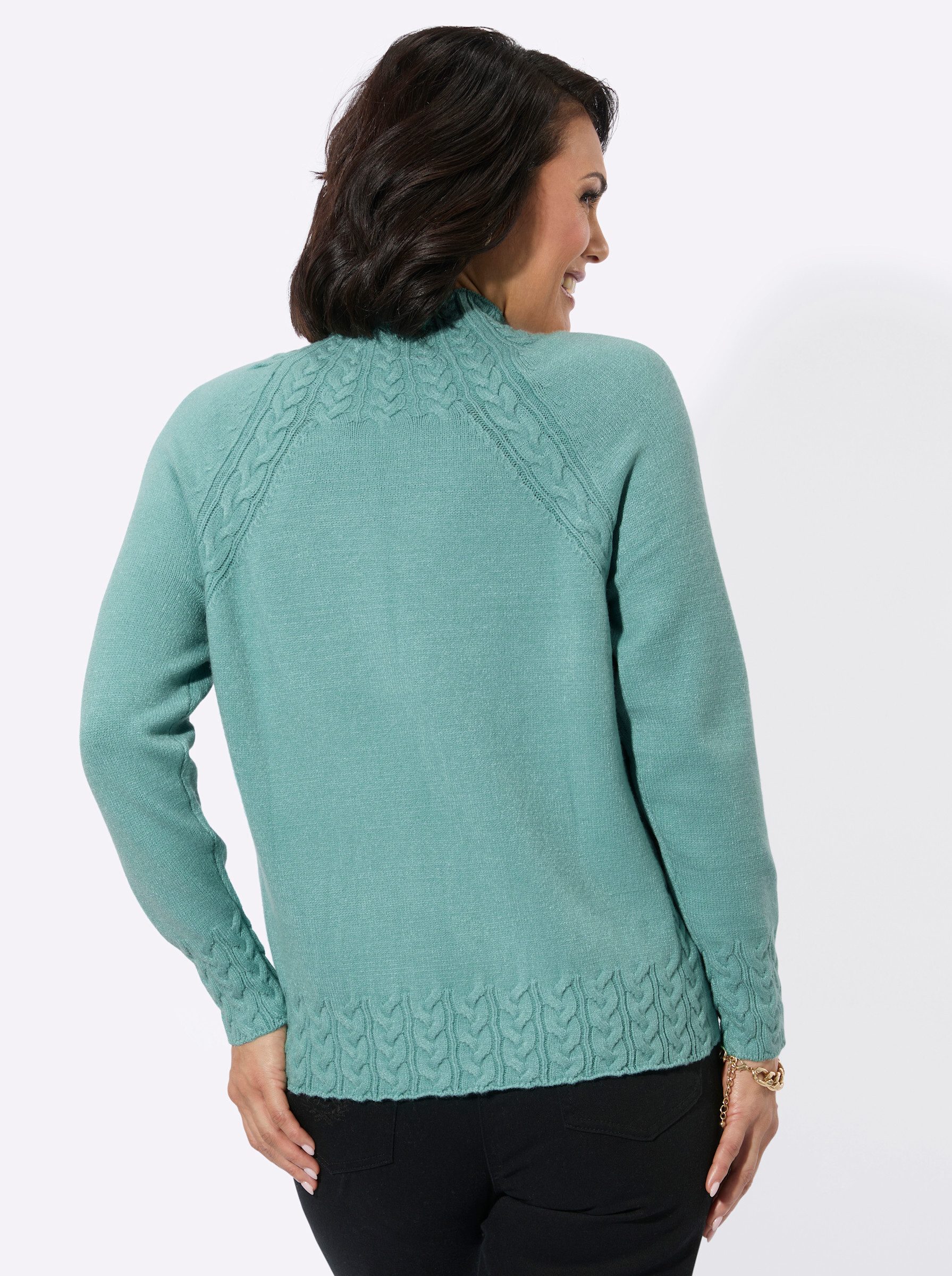 Witt Strickpullover Stehkragen-Pullover Langarm Zopfmuster, Jersey