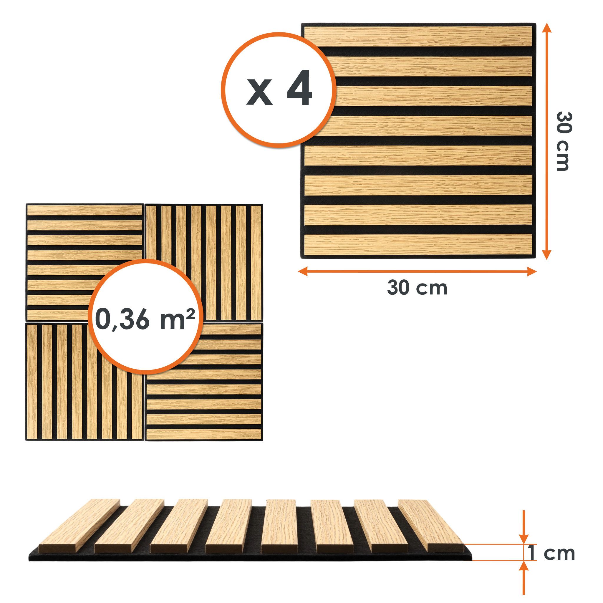 Spetebo Akustikplatte Akustikpaneele in Holzoptik, (Anzahl, 4-St., 1 Set), Dekorative Wandvertäfelung mit Schallabsorber – Bild 4 von 5