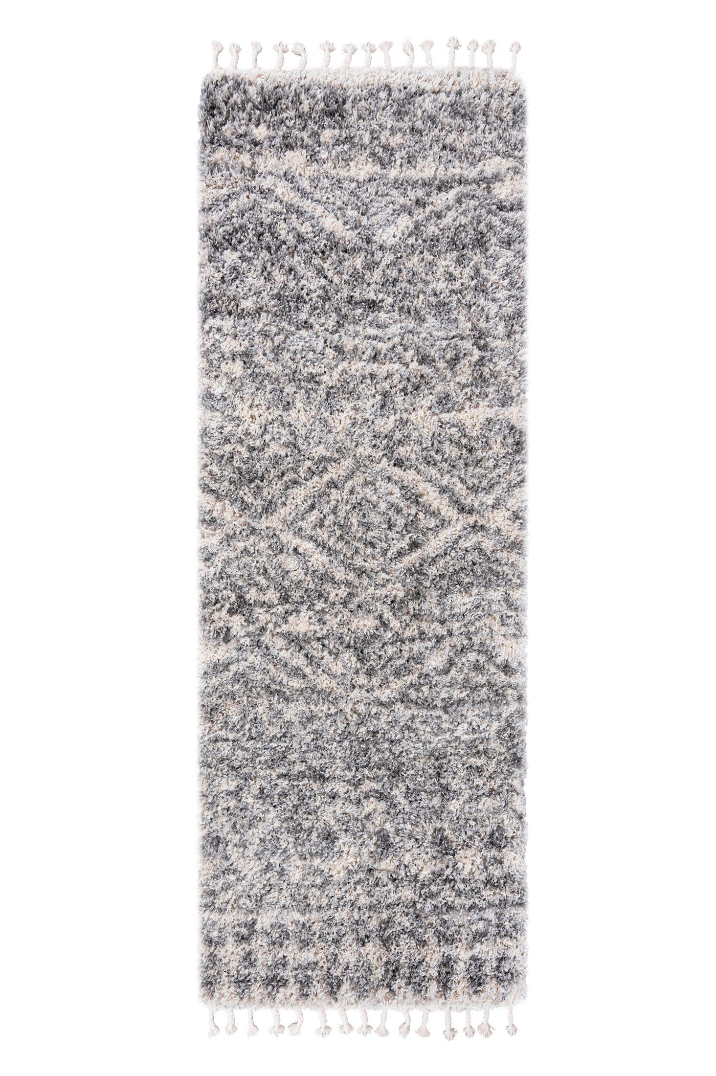 Mazovia Läufer Läufer Hochflor Shaggy für Wohnzimmer - Höhe 35 mm Fransen Creme, 70 x 200 cm, Pflegeleicht, Boho - look, Langflor, Rechteckig, Weich