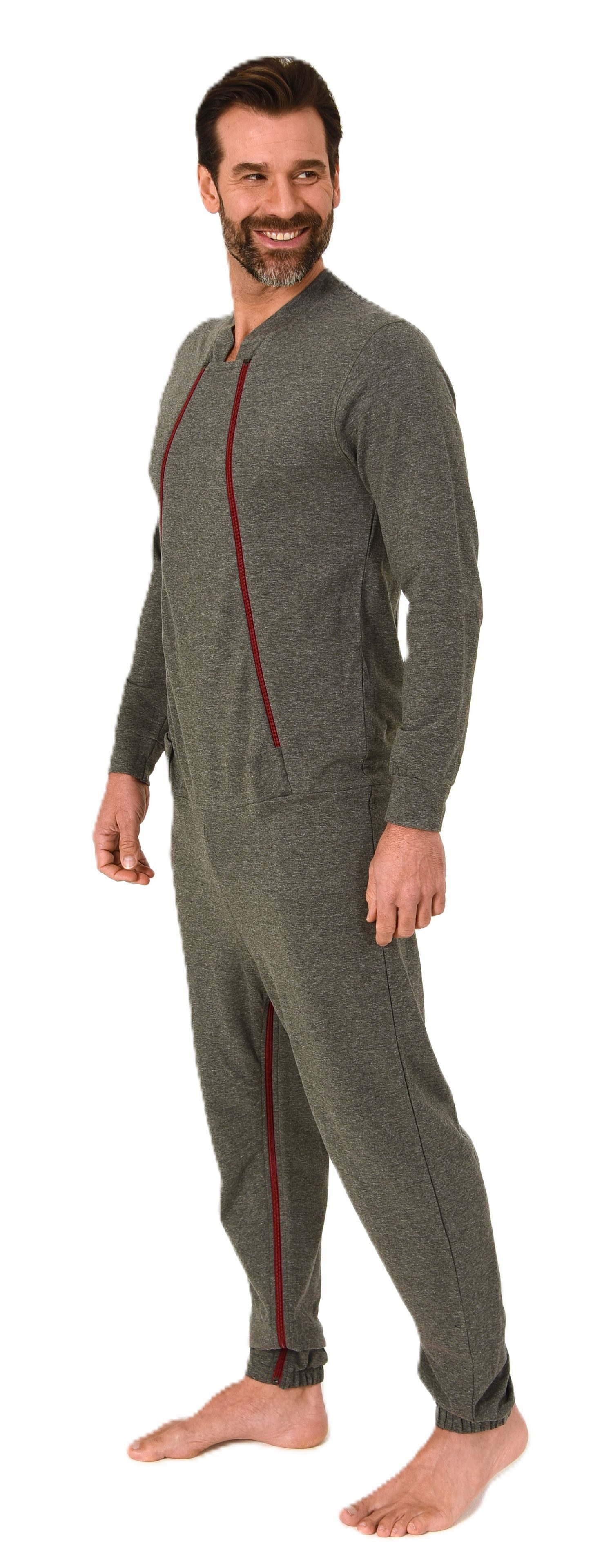 Normann Care Pyjama Herren Pflegeoverall langarm mit Reissverschluss Vorne günstig online kaufen