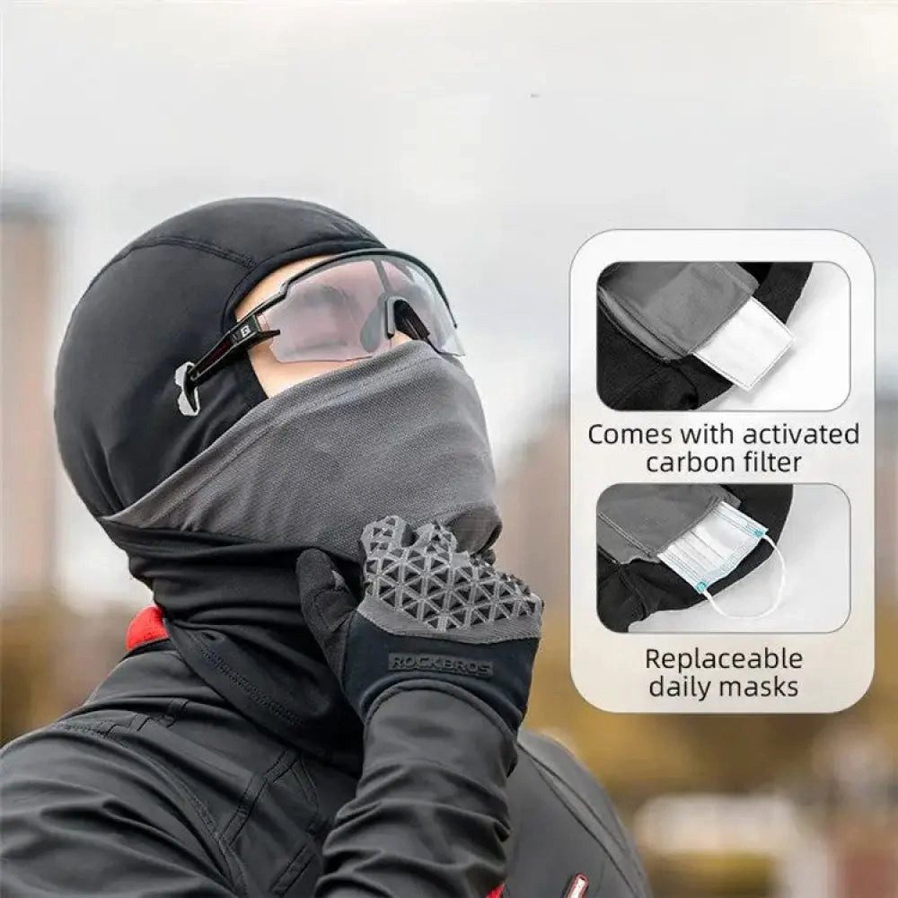 Sport-Knight® Sturmhaube Fleece Gesichtsmaske winddicht mit Filter für Outdoor & Motorrad Winddichter Schutz mit Filter