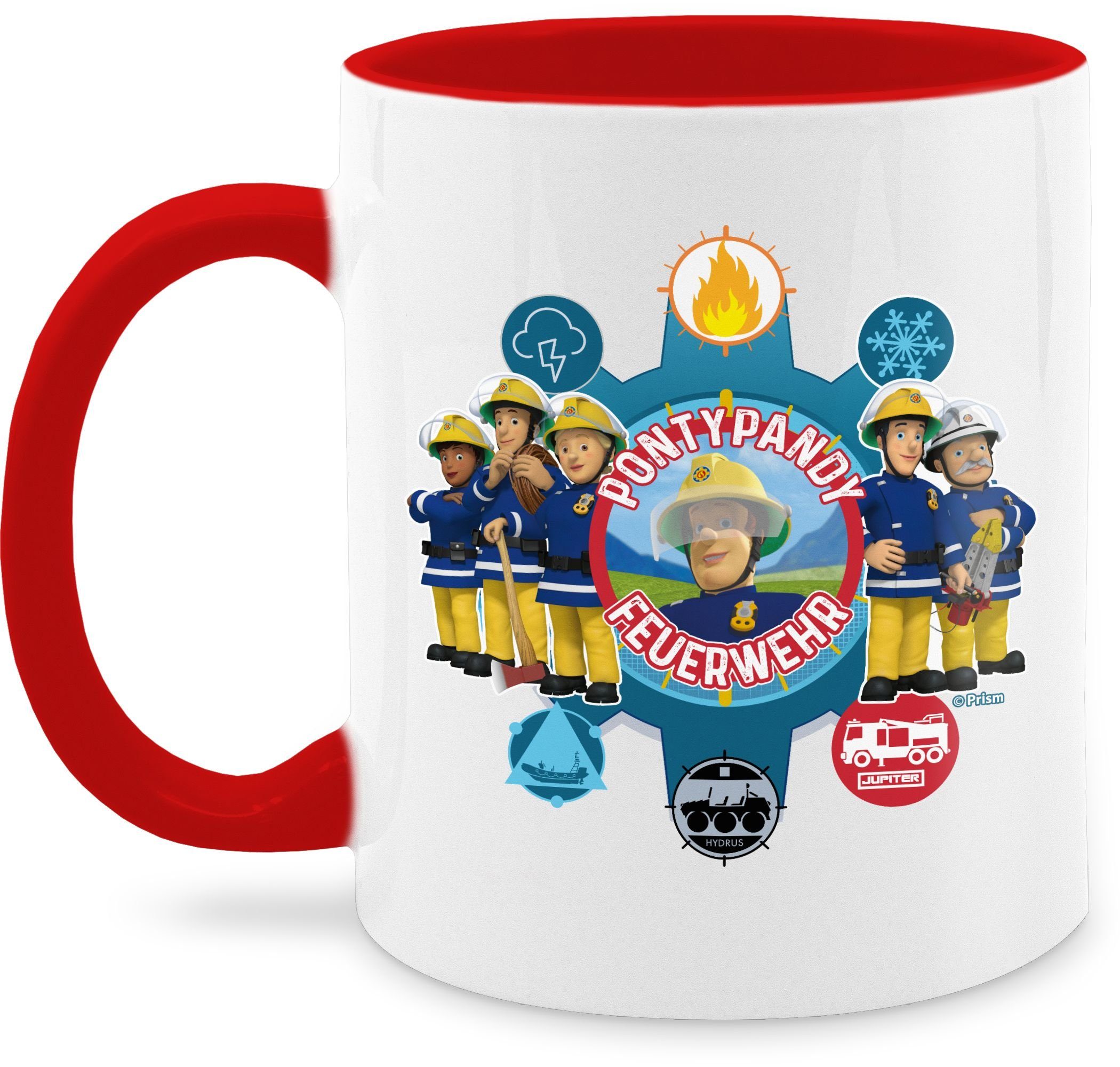 Shirtracer Tasse Pontypandy Feuerwehr, Keramik, Feuerwehrmann Sam Tasse 2 Rot