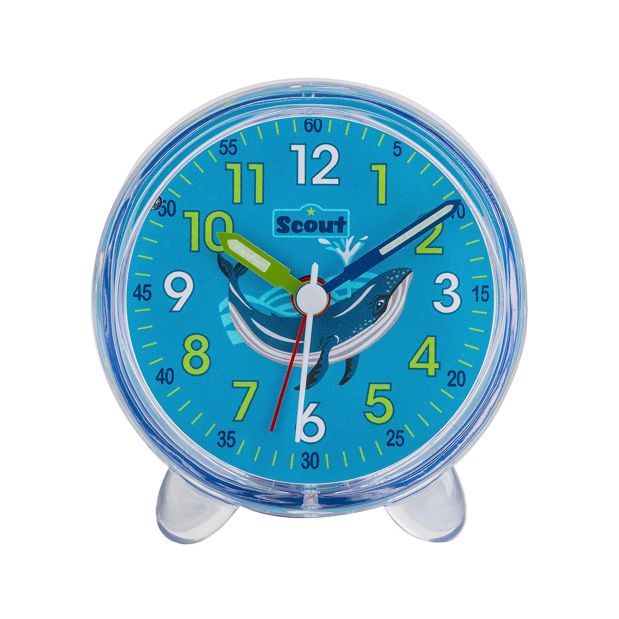 Scout Kinderwecker Favorit Quarzwecker, Geschenkidee, Kinderzimmer, Jungen, Schulanfang, Wal