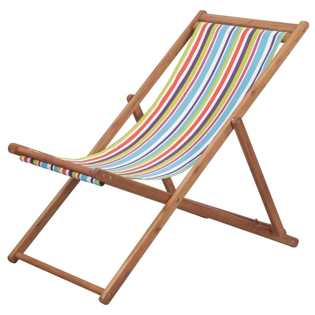 vidaXL Gartenstuhl Klappbarer Strandstuhl Stoff und Holzrahmen Mehrfarbig (1 St) Mehrfarbig | Mehrfarbig | Stühle