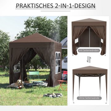 Outsunny Faltpavillon Faltpavillon mit 4 Seitenwänden, Gartenzelt mit Tragetasche, mit 4 Seitenteilen, (Set, Festzelt), BxT: 200x200 cm, Gartenzelt mit UV-Schutz