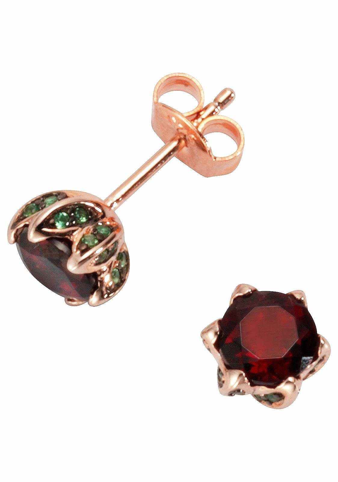 Firetti Paar Ohrstecker Schmuck Geschenk Silber 925 Ohrschmuck Edelstein Granat, mit Granat, Zirkonia (synth)