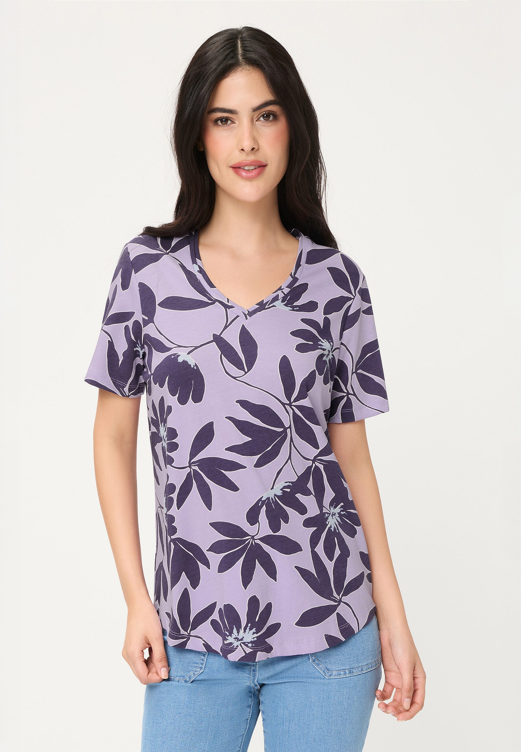 Olsen T-Shirt Shirt mit V-Ausschnitt und Halbarm