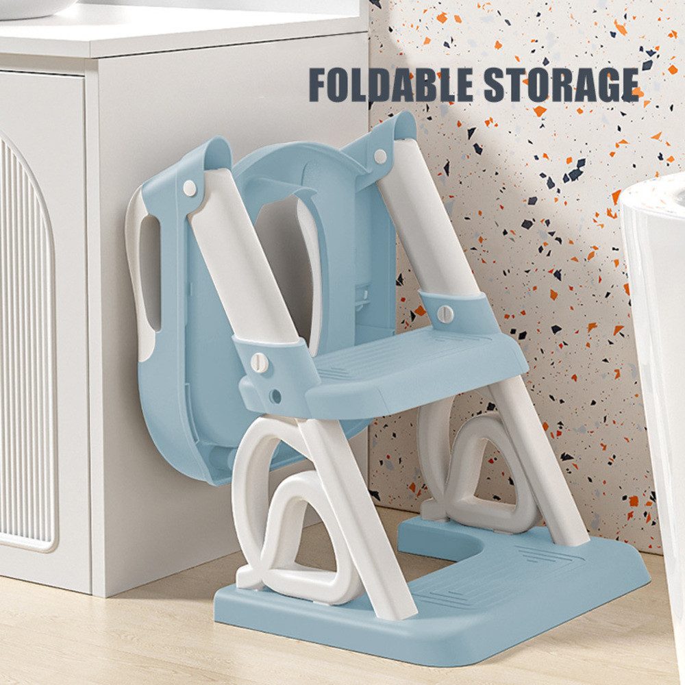 JEOBEST Toilettentrainer Toilettensitz Kinder mit Treppe, Faltbarer Kinder Toiletten Trainer, (Toilettensitz 2 in 1, Tritthocker, Rutschfestes)mit Gepolstertem Sitz