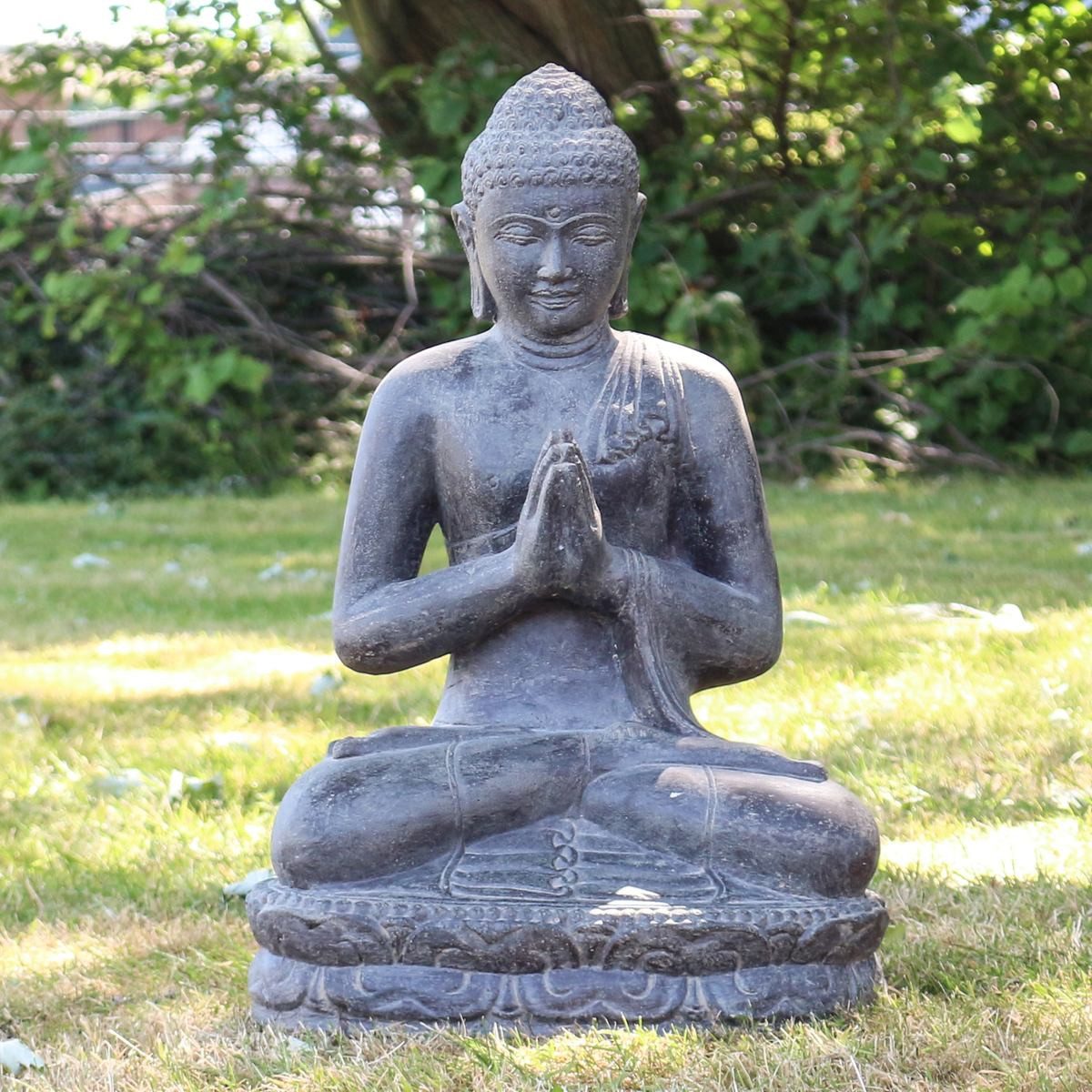 Oriental Galerie Dekofigur Buddha Figur sitzed Garten Steinfigur Greetings 60 cm (1 St)