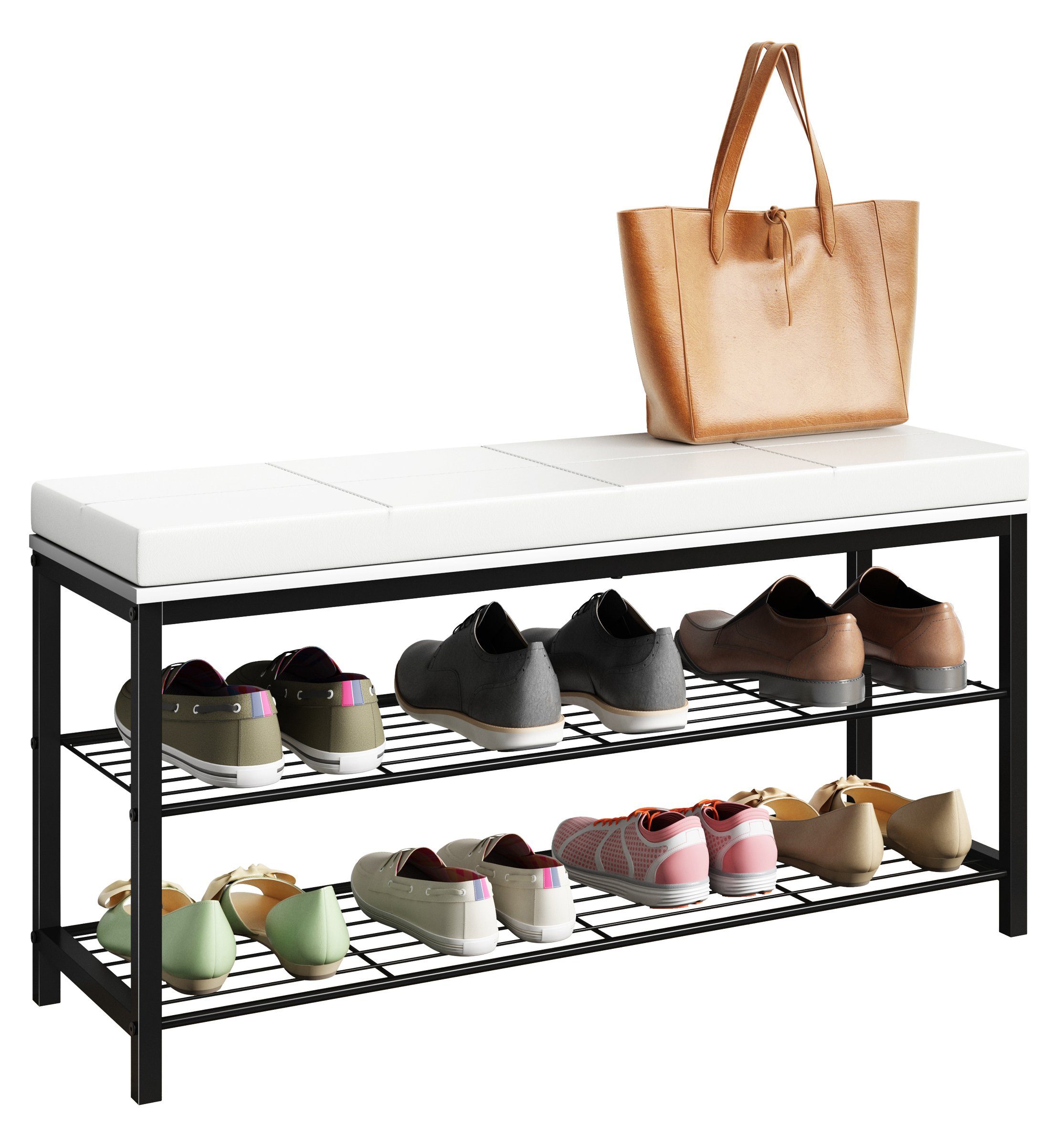VCM Schuhregal Metall Holz Sitzbank Schuhregal günstig online kaufen