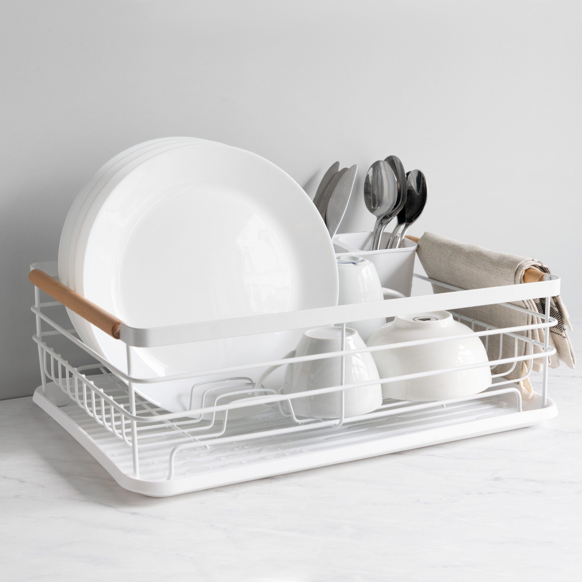 Ablage Geschirr für Küchen Weiß Abtropfschale Spüle Navaris Abtropfgestell - Küchenspüle