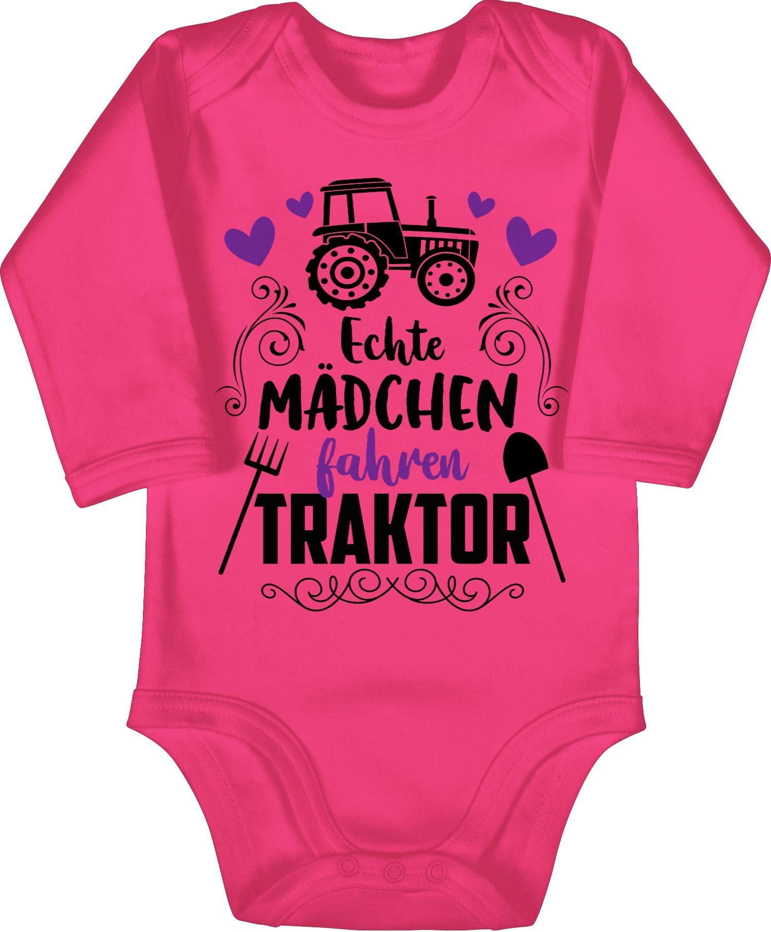 Shirtracer Shirtbody »Echte Mädchen fahren Traktor schwarz Baby