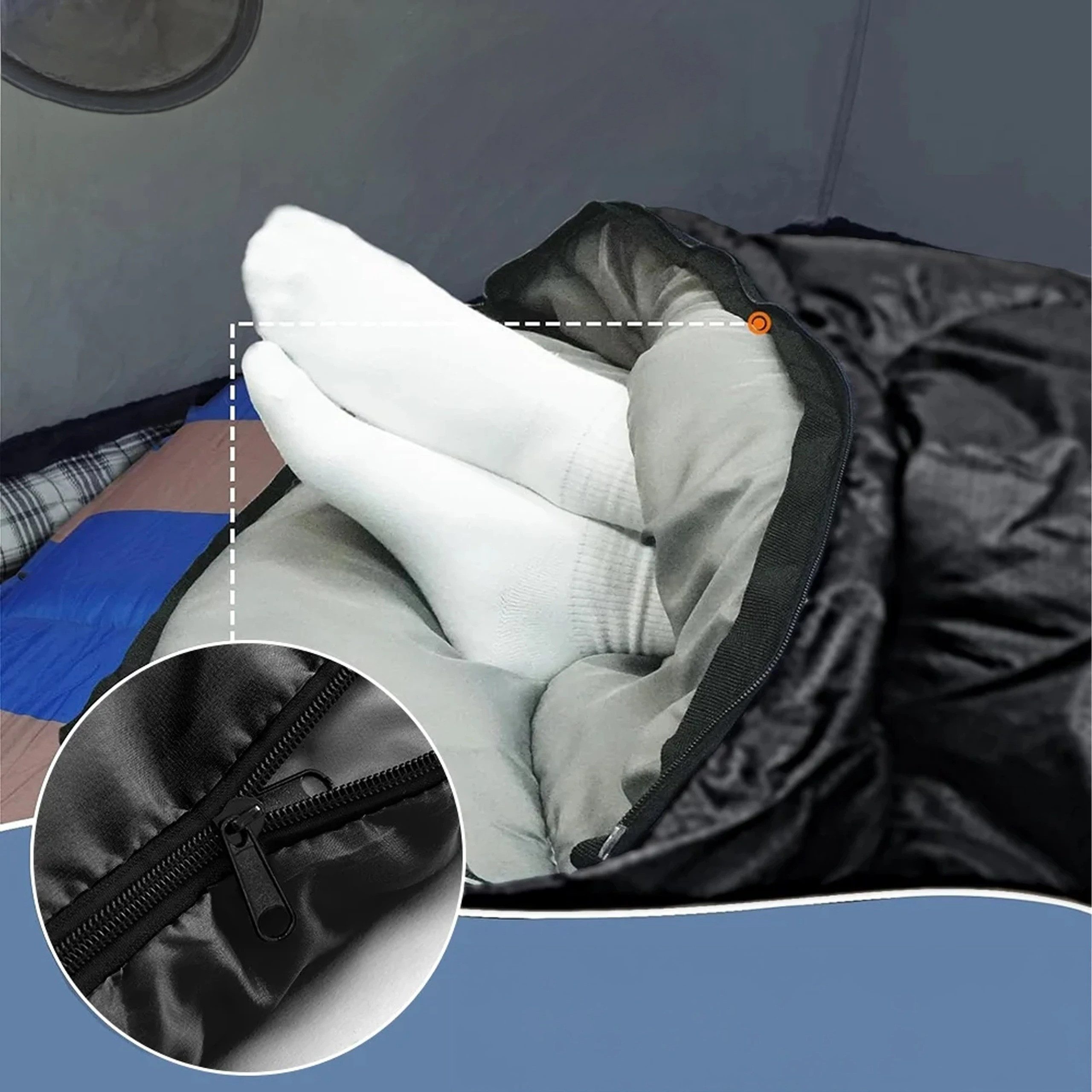 Realb2b Mumienschlafsack Mumienschlafsack 2-in-1 210 × 75 cm mit Kapuze, schwarz (Mumienschlafsack 2-in-1 mit Kapuze, Packsack und Deckenfunktion, Schlafsack mi – Bild 4 von 5