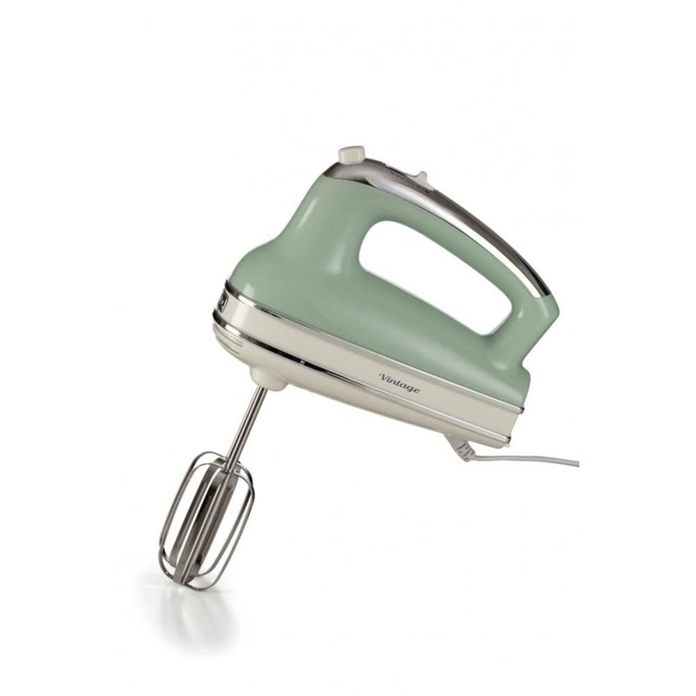 Ariete Handmixer 1548 Vintage Mixer grün 450 W 5 Geschwindigkeitsstufen, Turbo Knethaken Schneebesen für Teig Creme und Backen