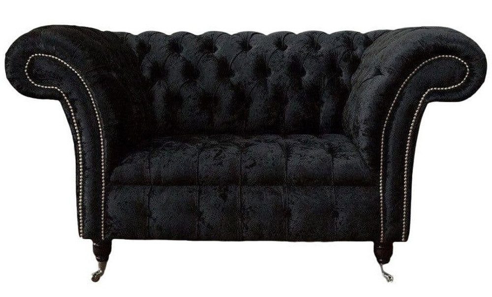 Xlmoebel Chesterfield-Sessel Schwarzer Polstersessel im Chesterfield-Design aus Textil (Sessel), Hergestellt in Europa