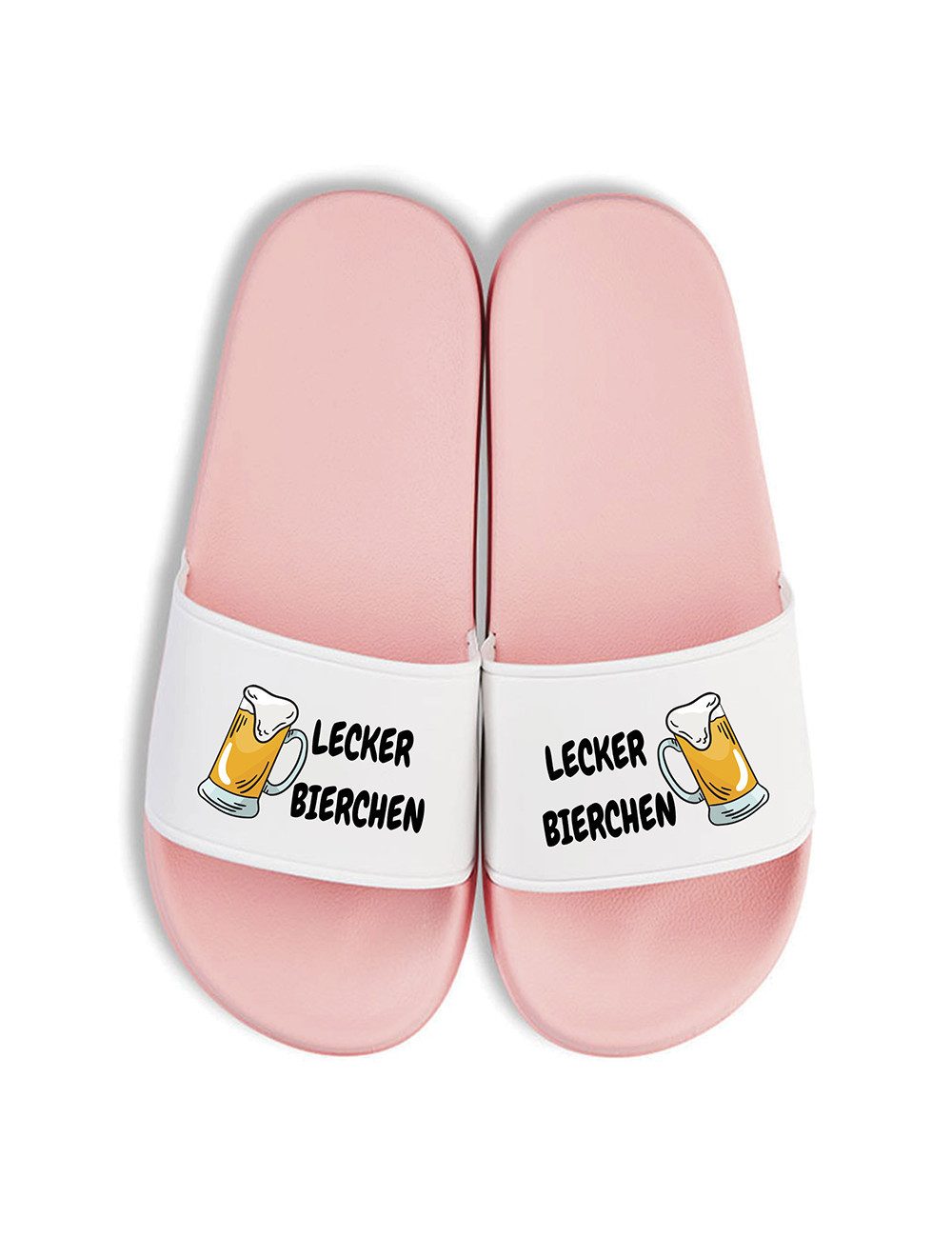 Youth Designz Herren Damen Badelatschen "LECKER BIERCHEN" lustig Geschenk Unisex Badeschuh mit witzigen und stylischen Aufdruck für Männer und Frauen