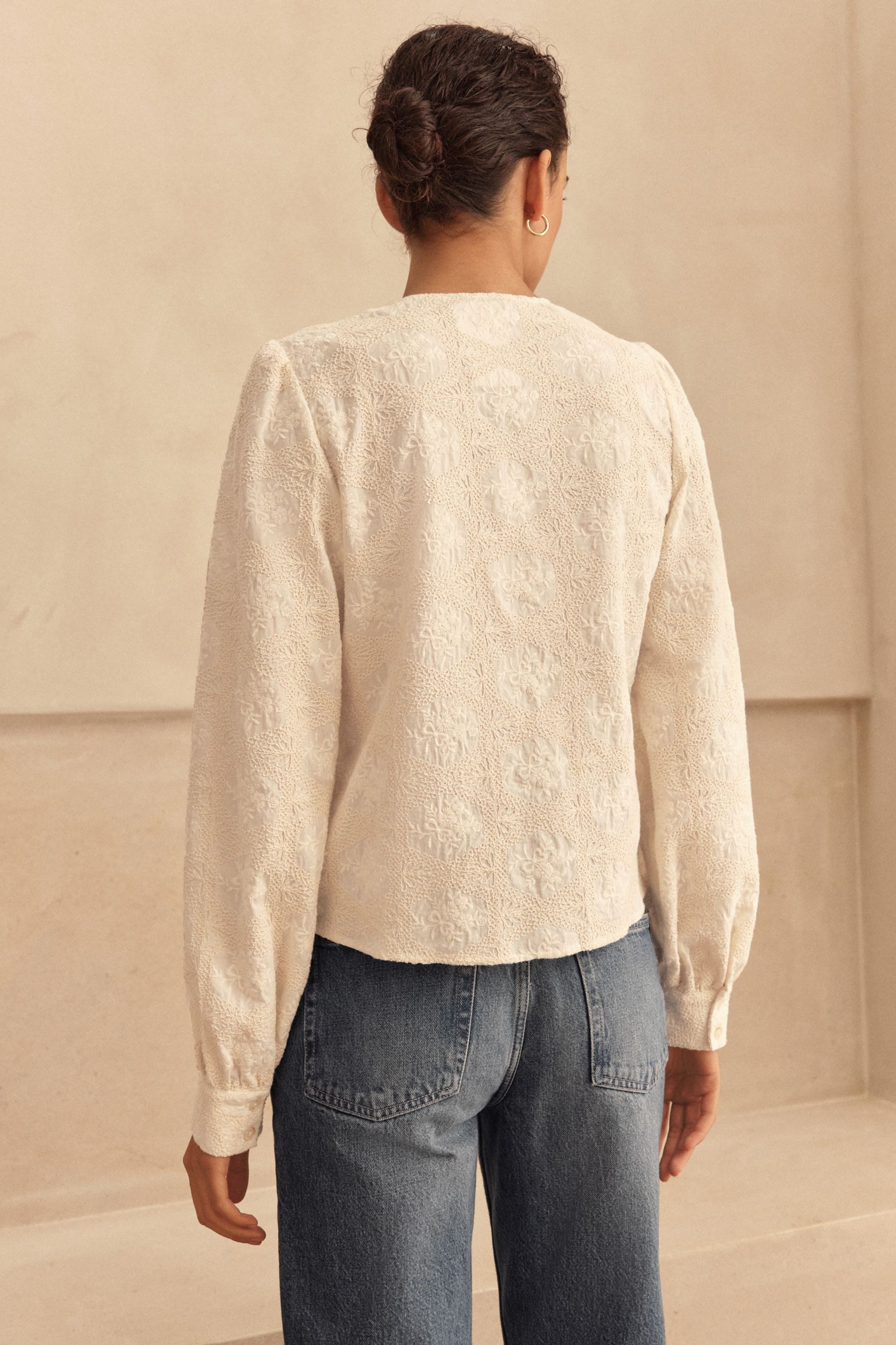 Next Langarmbluse N. Premium Bestickte, langärmelige Bluse (1-tlg) günstig online kaufen
