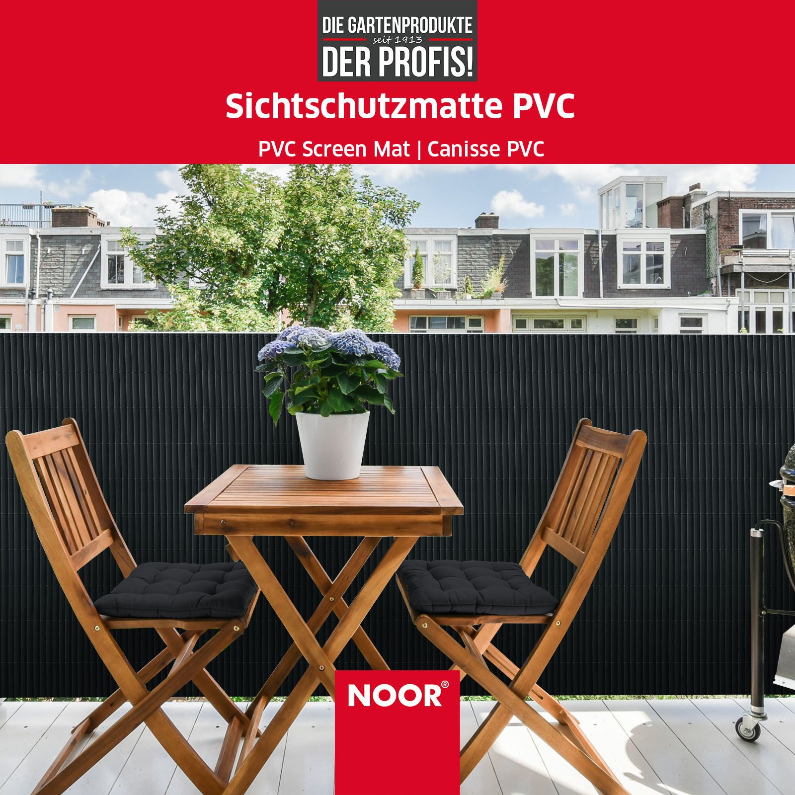 NOOR Sichtschutzzaunmatten PVC Sichtschutzzaun, Sichtschutzmatte aus Kunststoff für Garten, Balkon und Terrasse