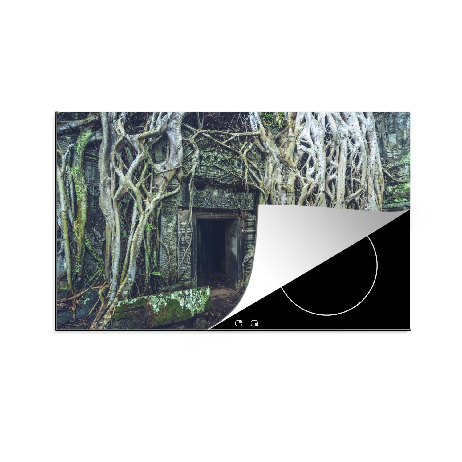 Induktionskochfeld Vinyl, Herdblende-/Abdeckplatte Angkor MuchoWow für Ceranfeldabdeckung von Tempel die wat, cm, Überwachsener küche, Schutz 81x52 tlg), (1