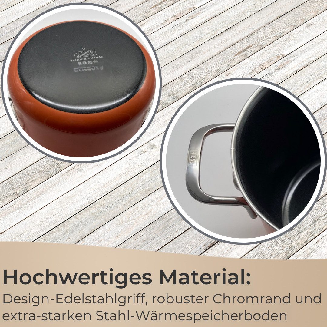 Riess Kochtopf Kochtopf mit Emailledeckel Mango 20cm 4L, Emaillie