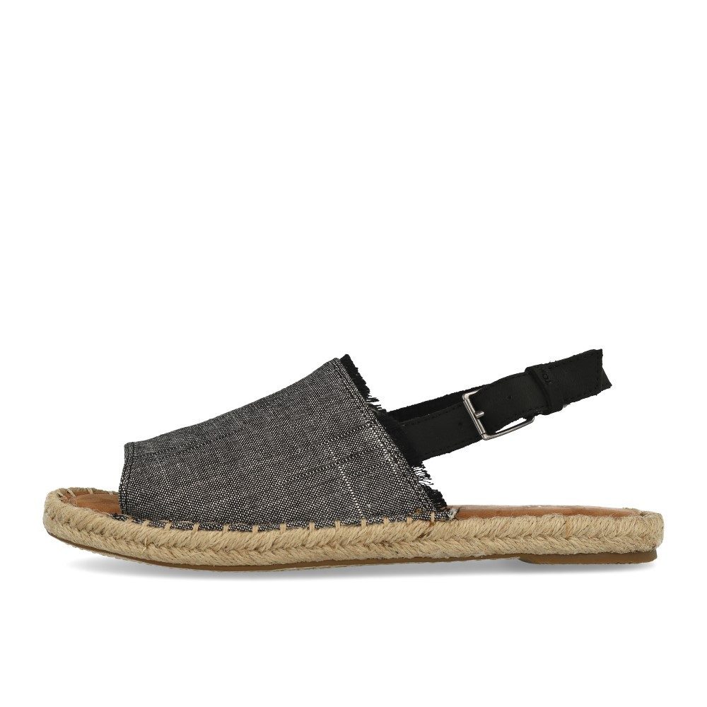 TOMS TOMS Clara Black Textured Chambray Leather Sandale