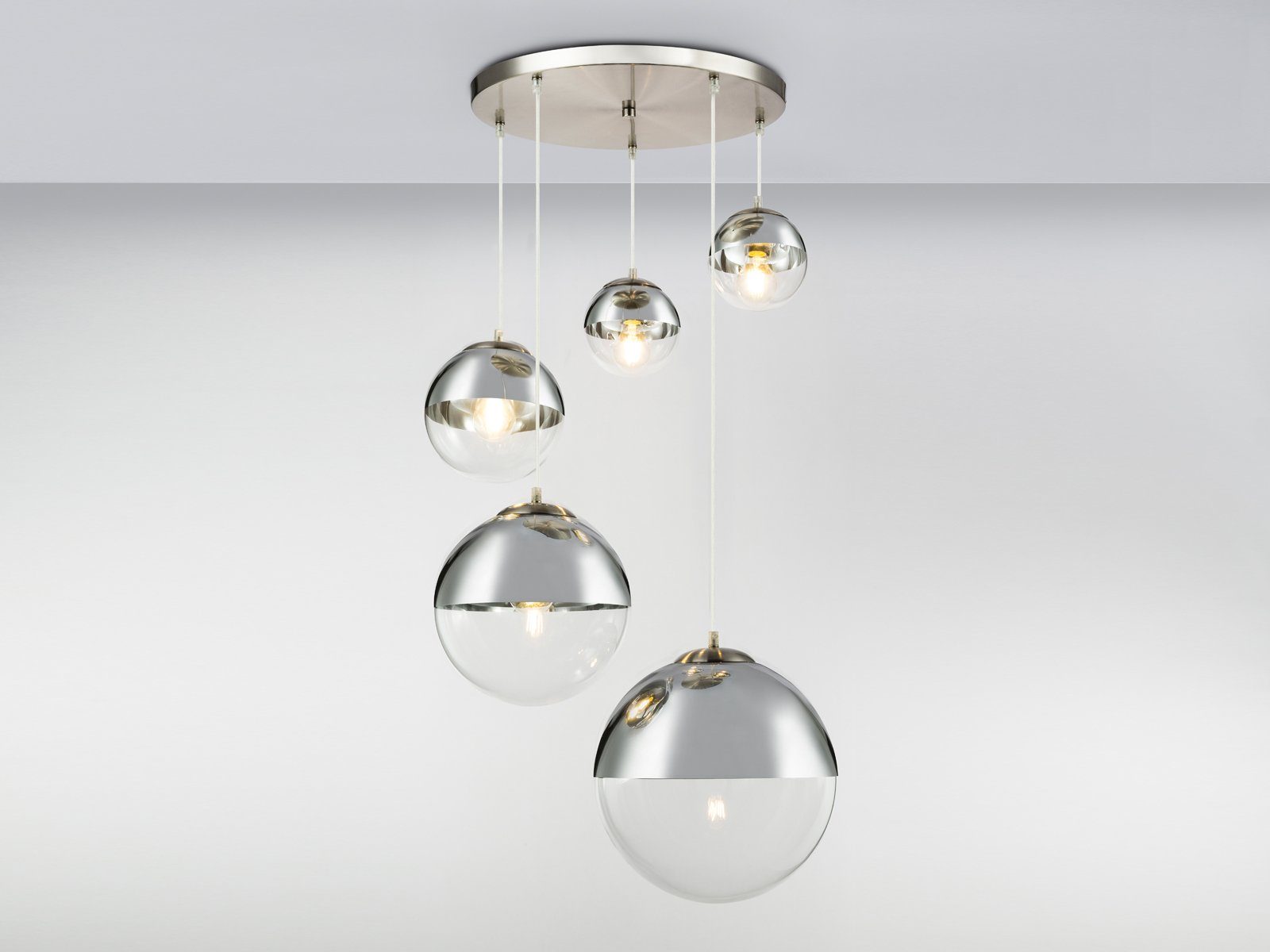 GLOBO LIGHTING LED Pendelleuchte, LED wechselbar, warmweiß, ausgefallene Galerie-leuchte groß mehrere Glaskugeln mehrflammig Ø65cm