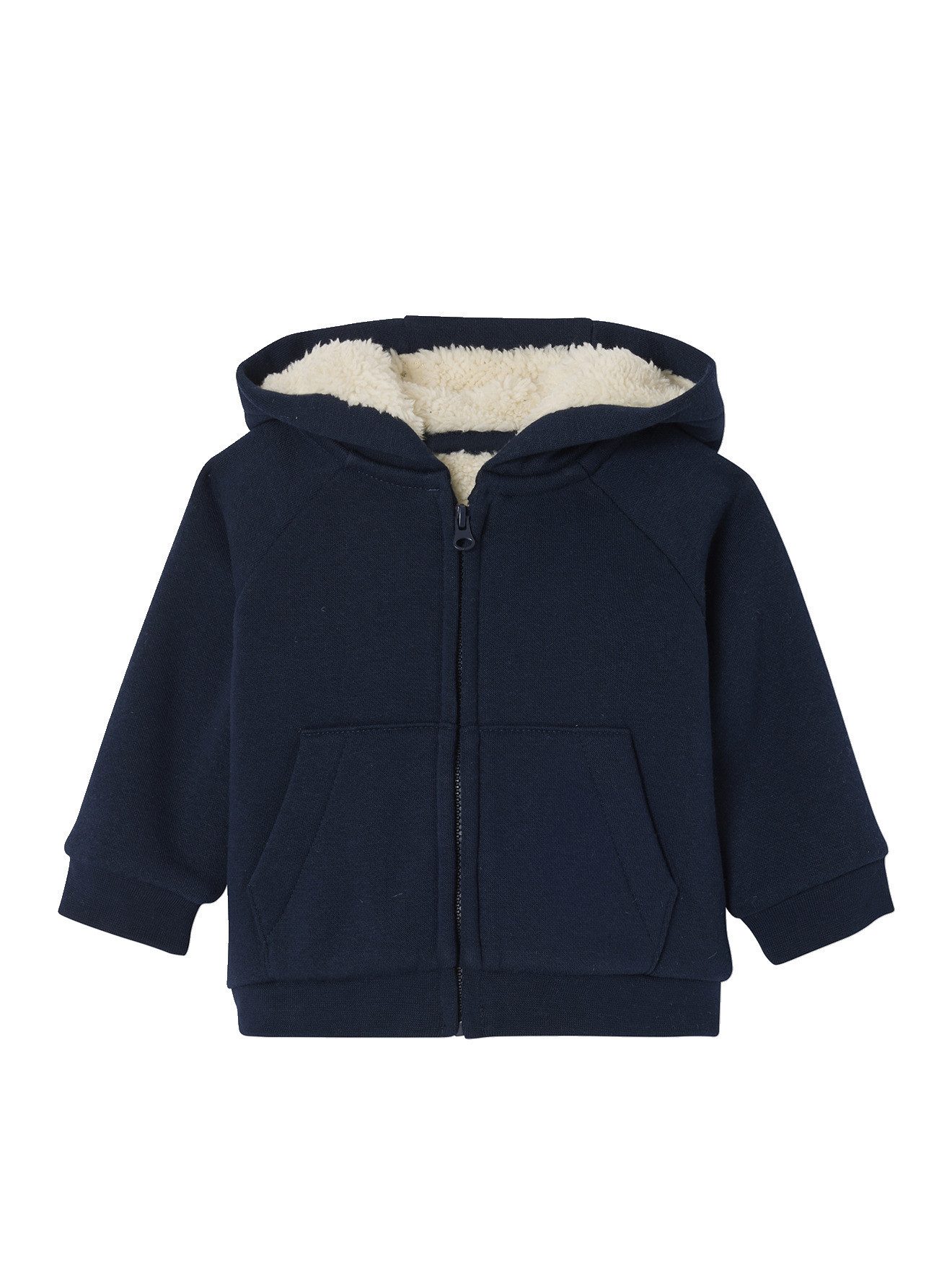 Strickjacke Baby Cardigan mit Kapuze und Teddyfleece-Futter