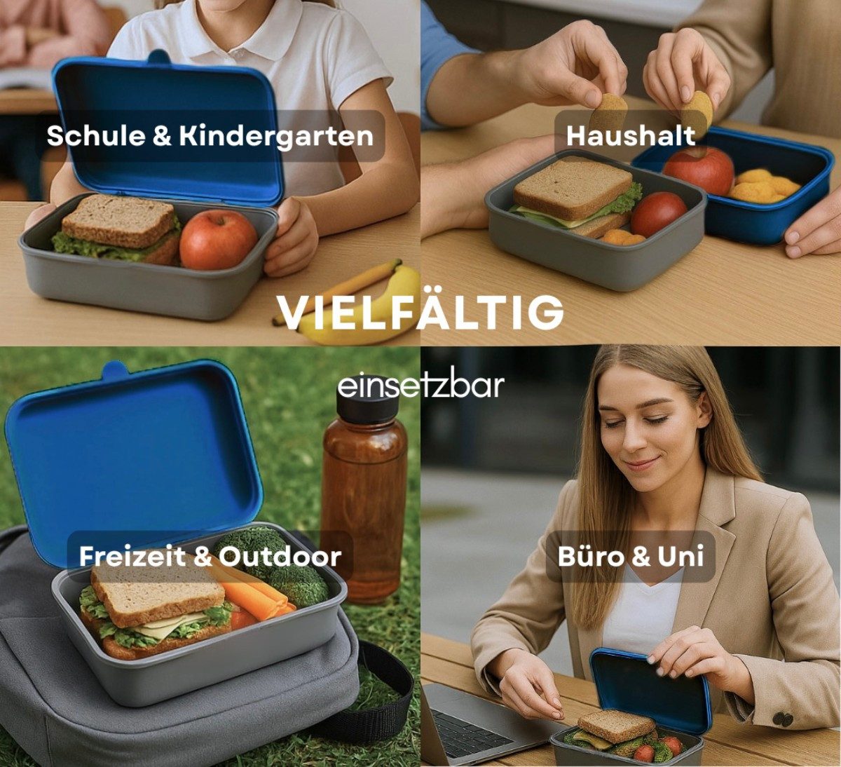COFI 1453 Lunchbox Brotdosen 3er-Set Frühstücksbox spülmaschinenfest, stapelbar, 1000 ml, Kunststoff, (3-tlg., 3er Set), Made in Germany – Bild 5 von 5