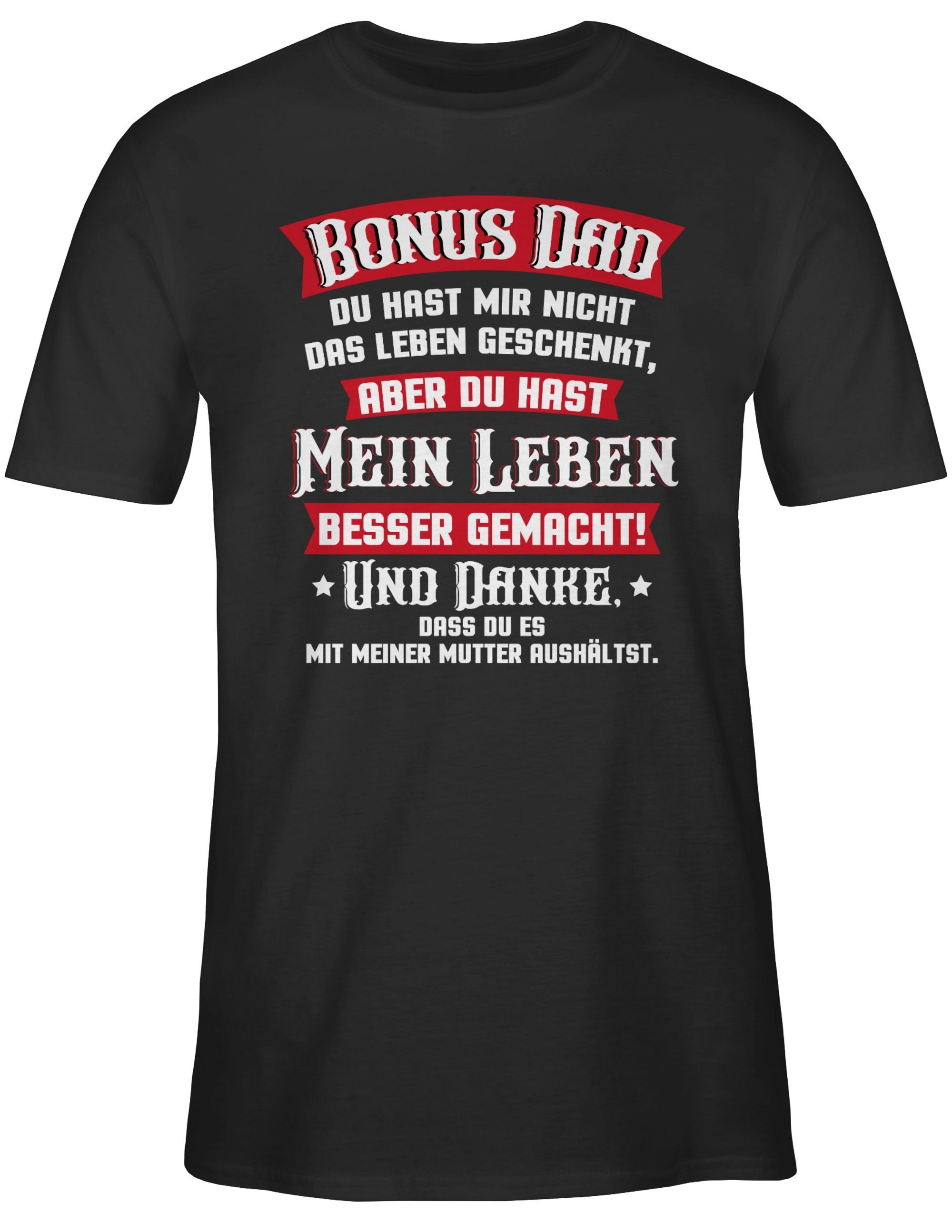 Shirtracer T-Shirt Bonus Dad Vatertag Schwarz Geschenk - 01 Papa rot/weiß für