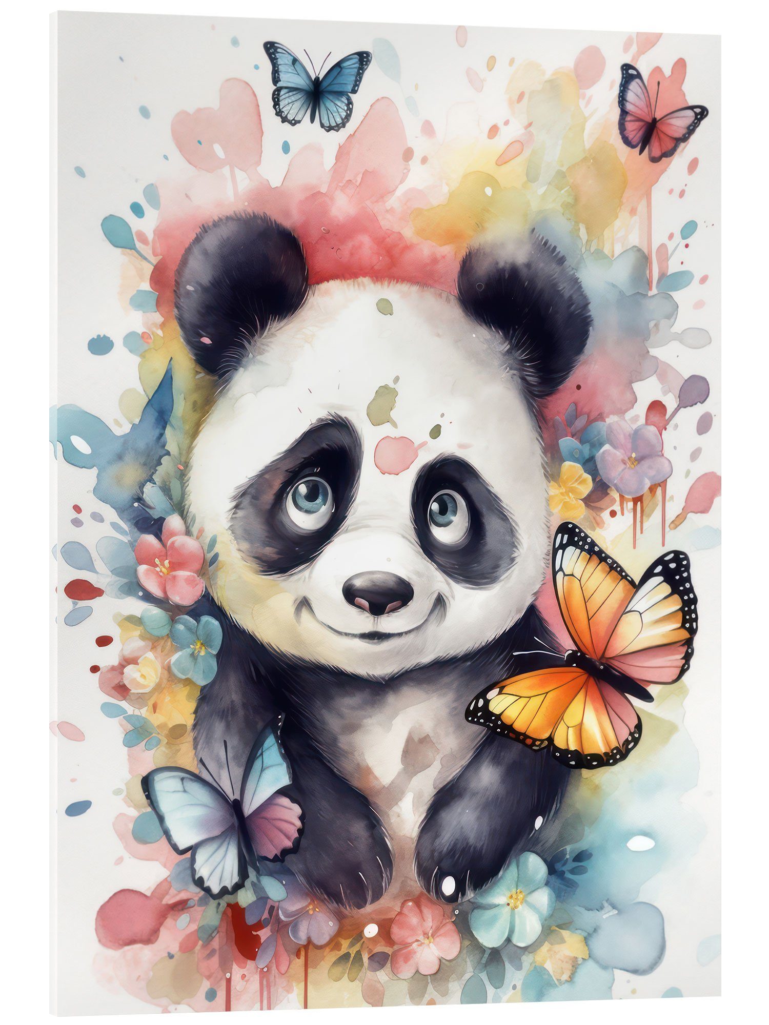 Posterlounge Wandbild Kleiner Panda im Schmetterlingsgarten, Dolphins DreamDesign, erhältlich als Poster, Leinwandbild, Wandsticker oder Acrylglasbild