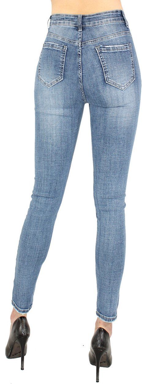 dy_mode Röhrenjeans Damen Stretch Jeans Style, Hose Pants Skinny Jeanshose Jeanshose Stretch-Anteil 4-Pocket Slim mit Fit