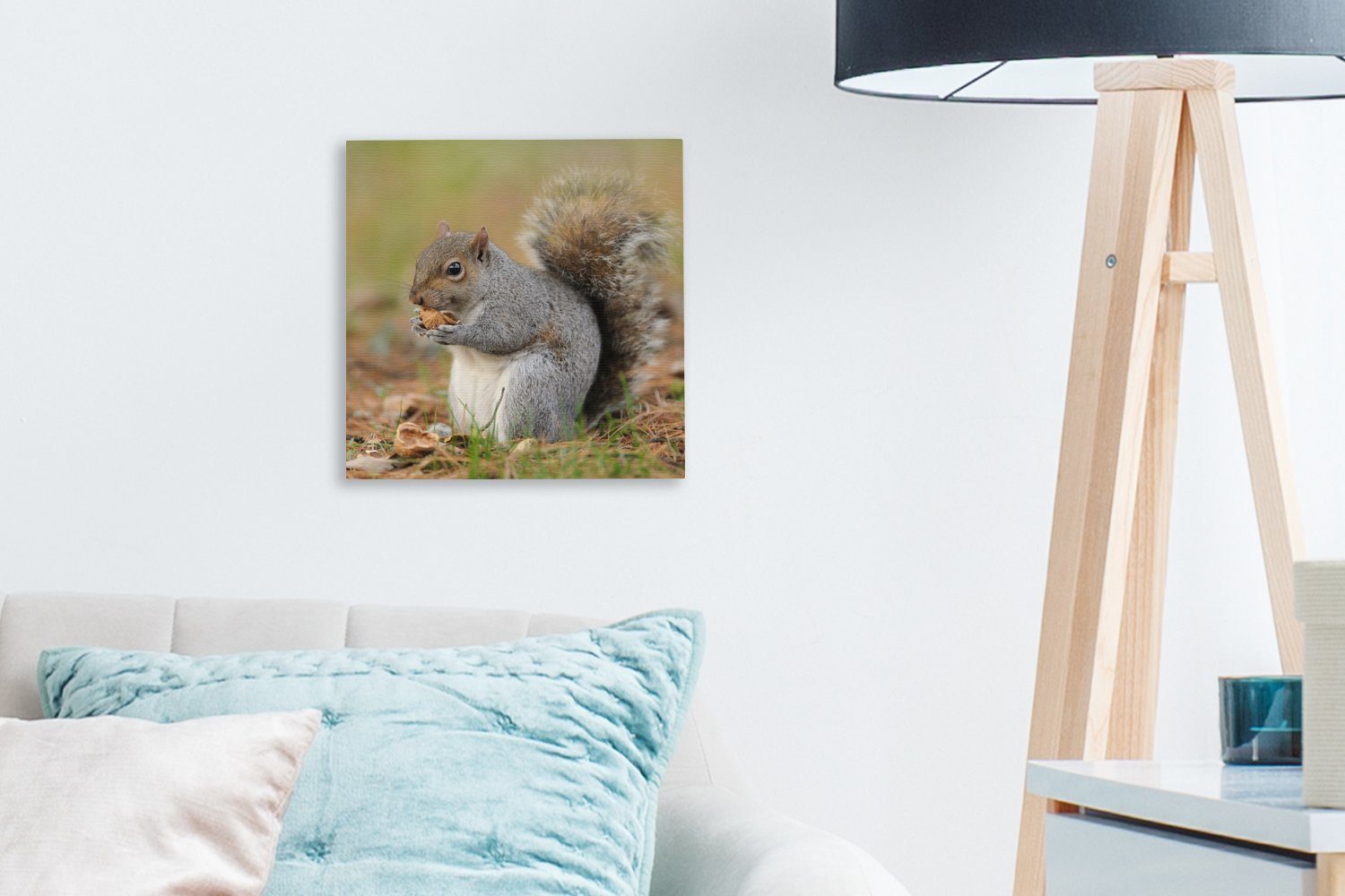 Erdnuss, St), OneMillionCanvasses® Bilder mit Wohnzimmer (1 Schlafzimmer Eichhörnchen Leinwand für Leinwandbild