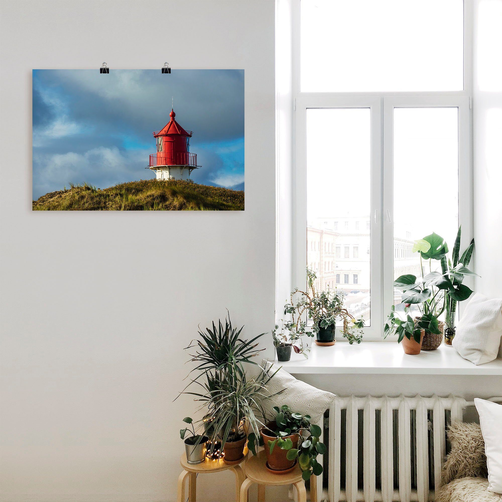 in Alubild, Amrum, Poster versch. Insel Leuchtturm Leinwandbild, oder Artland Norddorf St), Größen Gebäude Wandaufkleber Wandbild (1 in als