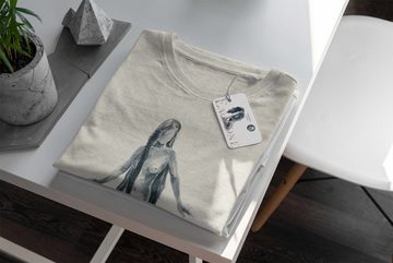 Sinus Art T-Shirt Herren Shirt 100% gekämmte Bio-Baumwolle T-Shirt Wasserfarben schöne Frau Motiv Nachhaltig Ökomode (1-tlg)