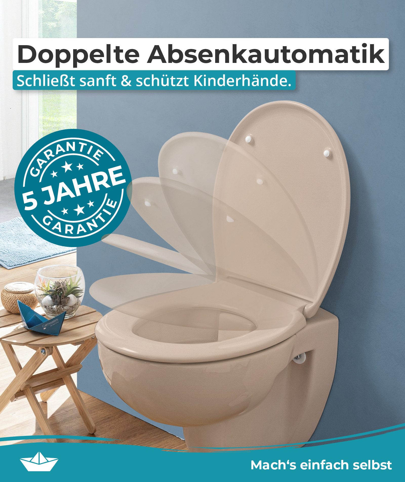 Calmwaters WC-Sitz Original, Premium, Made in EU, Absenkautomatik, bis 250 kg, Abnehmbar, 26LP6139