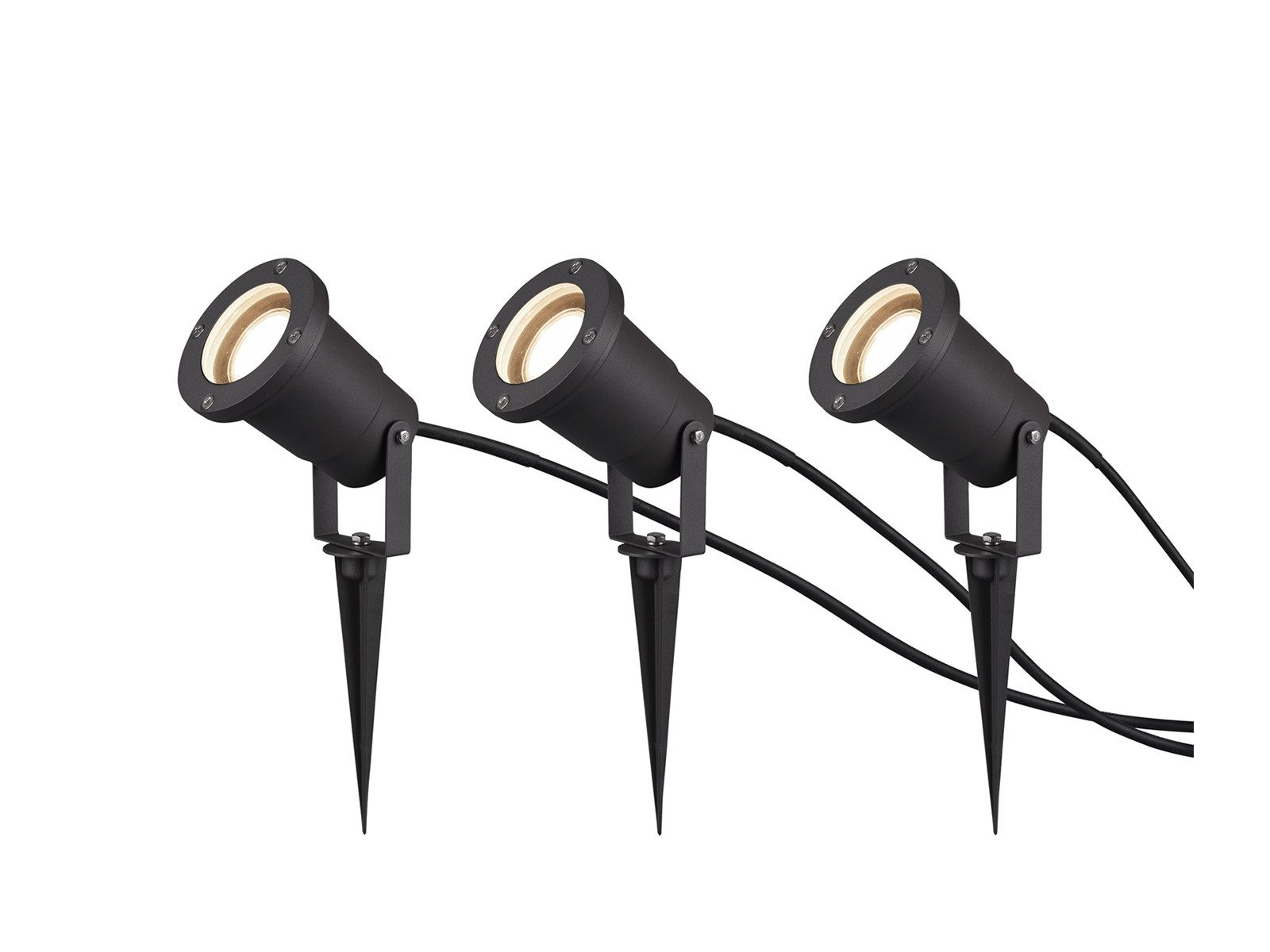 TRIO Leuchten LED Gartenstrahler 3er SET mit Erdspieß, Kabel & Stecker, LED wechselbar, Warmweiß, Außen Baum-Strahler, Beetlampe zur Garten-Beleuchtung & Wegbeleuchtung