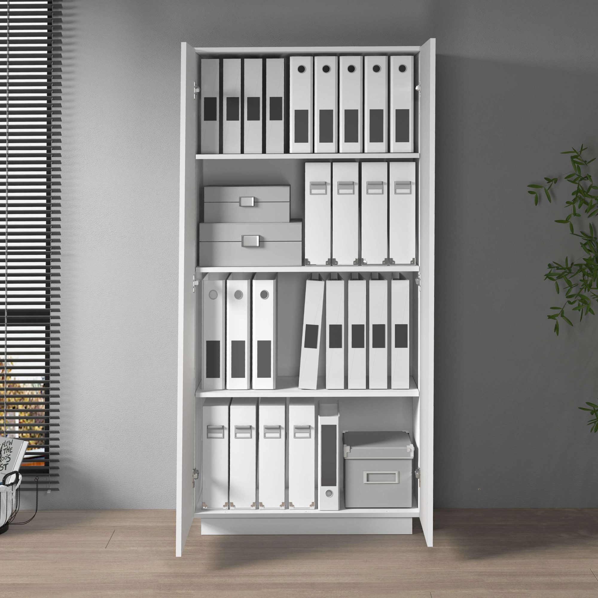 Home affaire Aktenschrank Vega, Mehrzweckschrank, Büroschrank, mit 2 Türen & verstellbaren Einlegeböden, Höhe 166 cm, Made in Italy – Bild 5 von 5