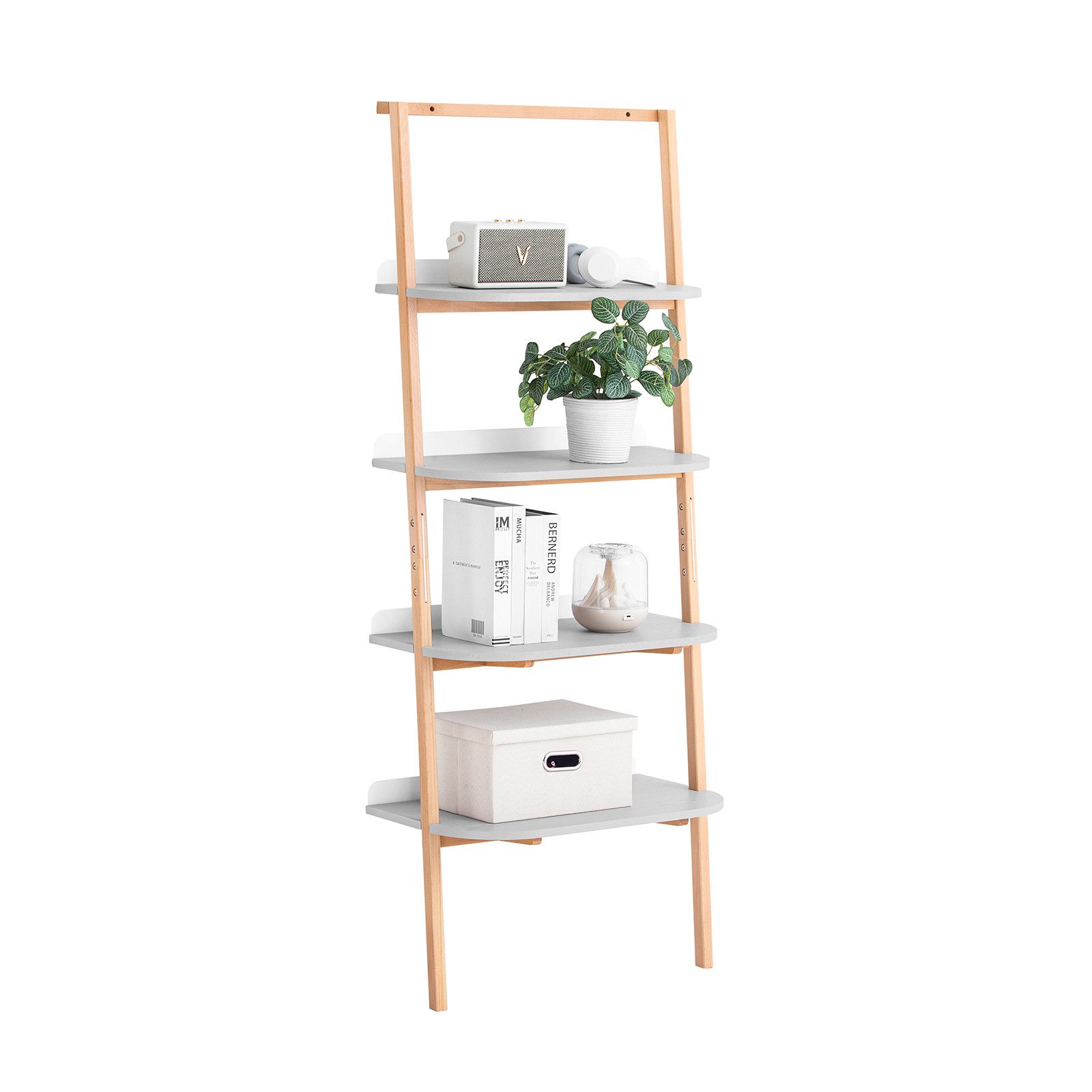 SoBuy Bücherregal HSTR02, Leiterregal Multifunktionales Regal Standregal Badregal Wandregal