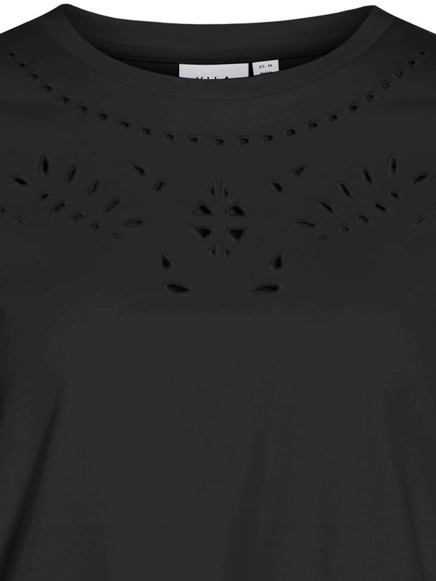Vila T-Shirt Elegantes Design mit filigraner Musterung VIPAVIA EMB O-NECK S günstig online kaufen